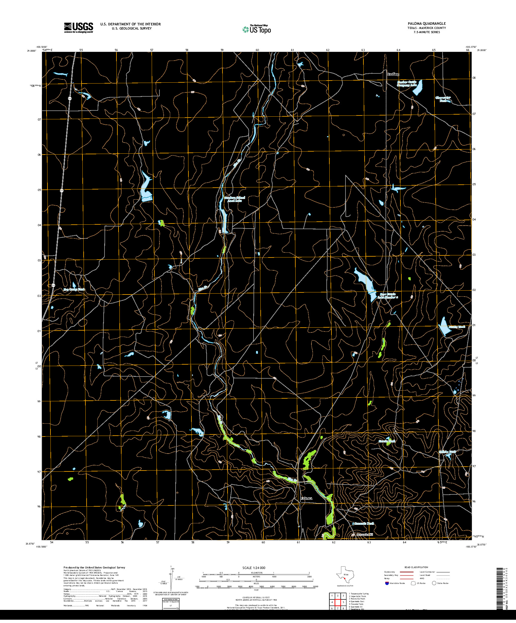 USGS US TOPO 7.5-MINUTE MAP FOR PALOMA, TX 2019