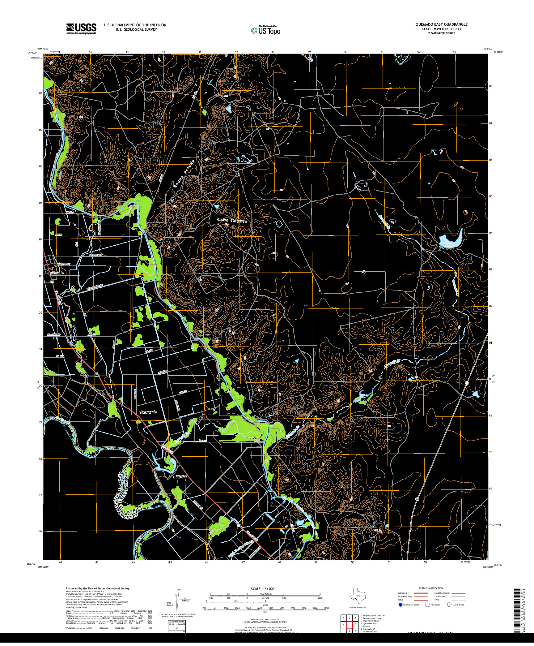 USGS US TOPO 7.5-MINUTE MAP FOR QUEMADO EAST, TX,COA 2019