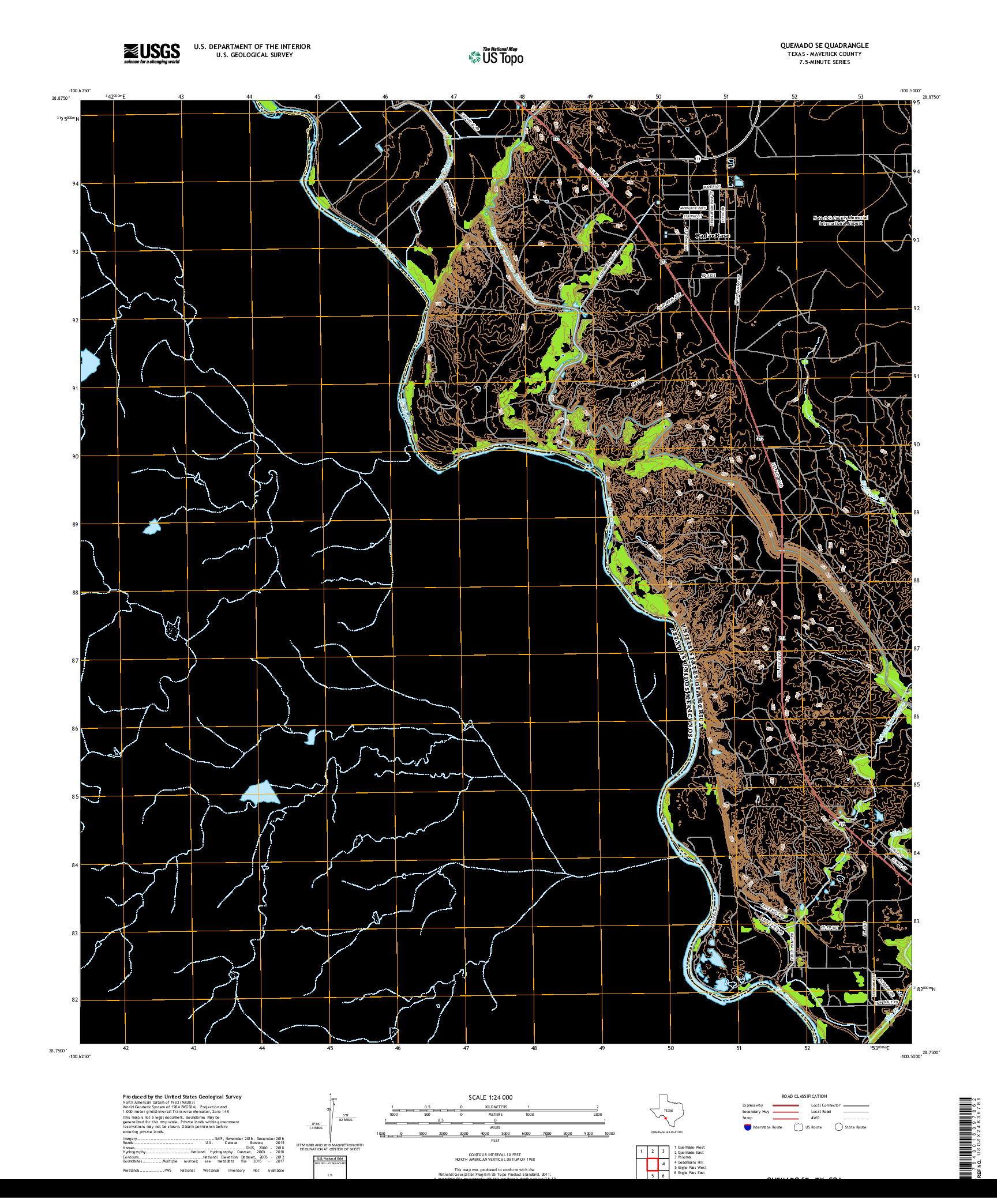 USGS US TOPO 7.5-MINUTE MAP FOR QUEMADO SE, TX,COA 2019
