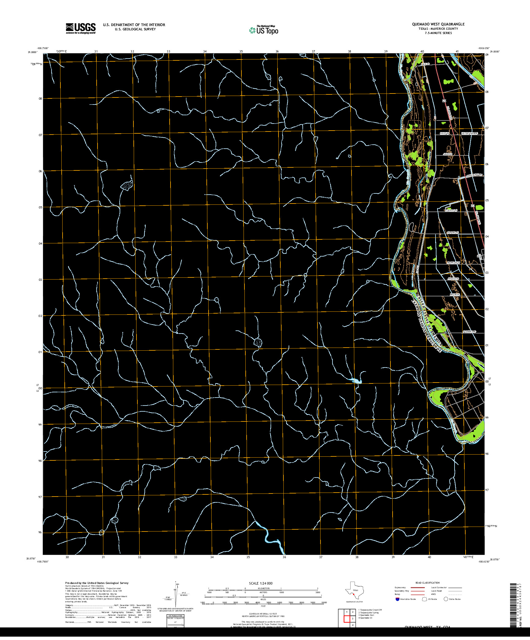 USGS US TOPO 7.5-MINUTE MAP FOR QUEMADO WEST, TX,COA 2019