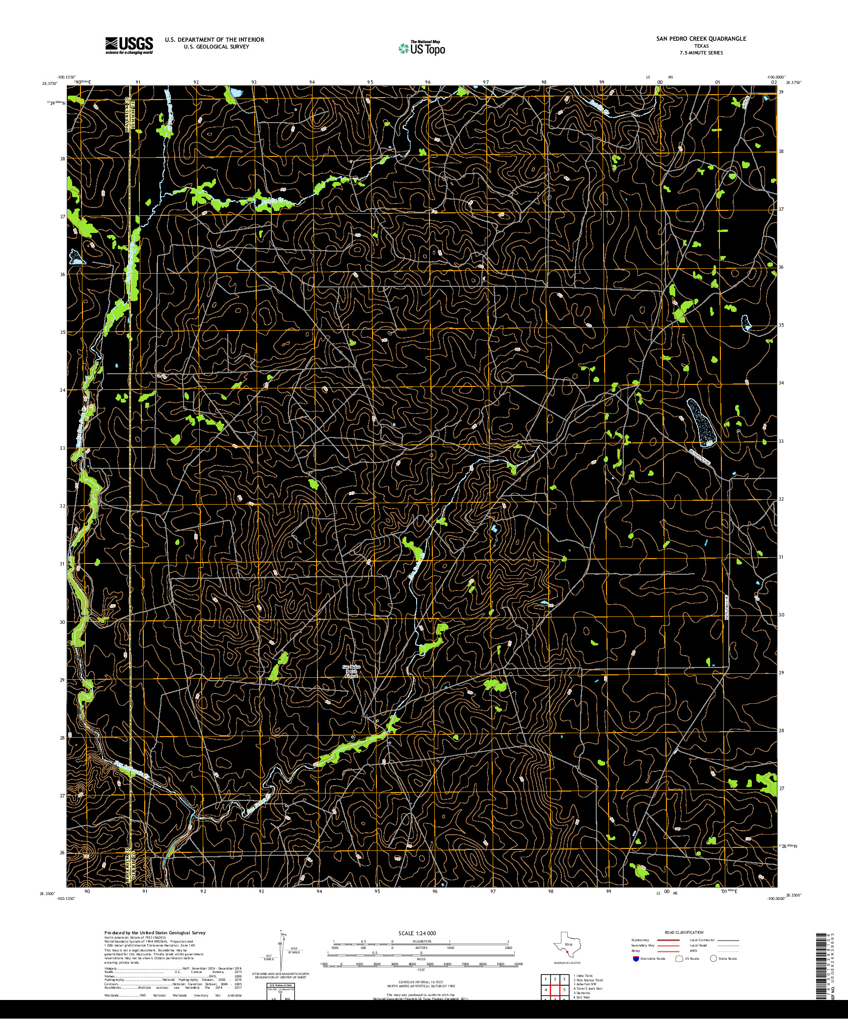 USGS US TOPO 7.5-MINUTE MAP FOR SAN PEDRO CREEK, TX 2019