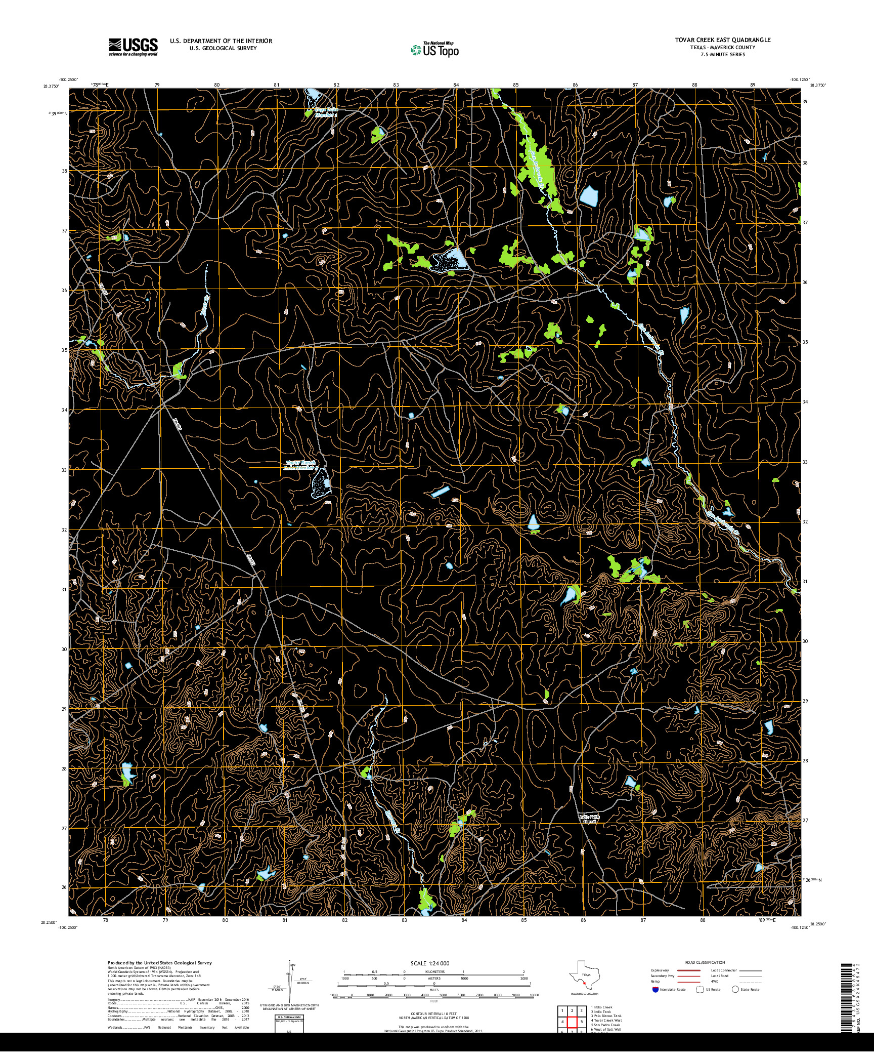 USGS US TOPO 7.5-MINUTE MAP FOR TOVAR CREEK EAST, TX 2019