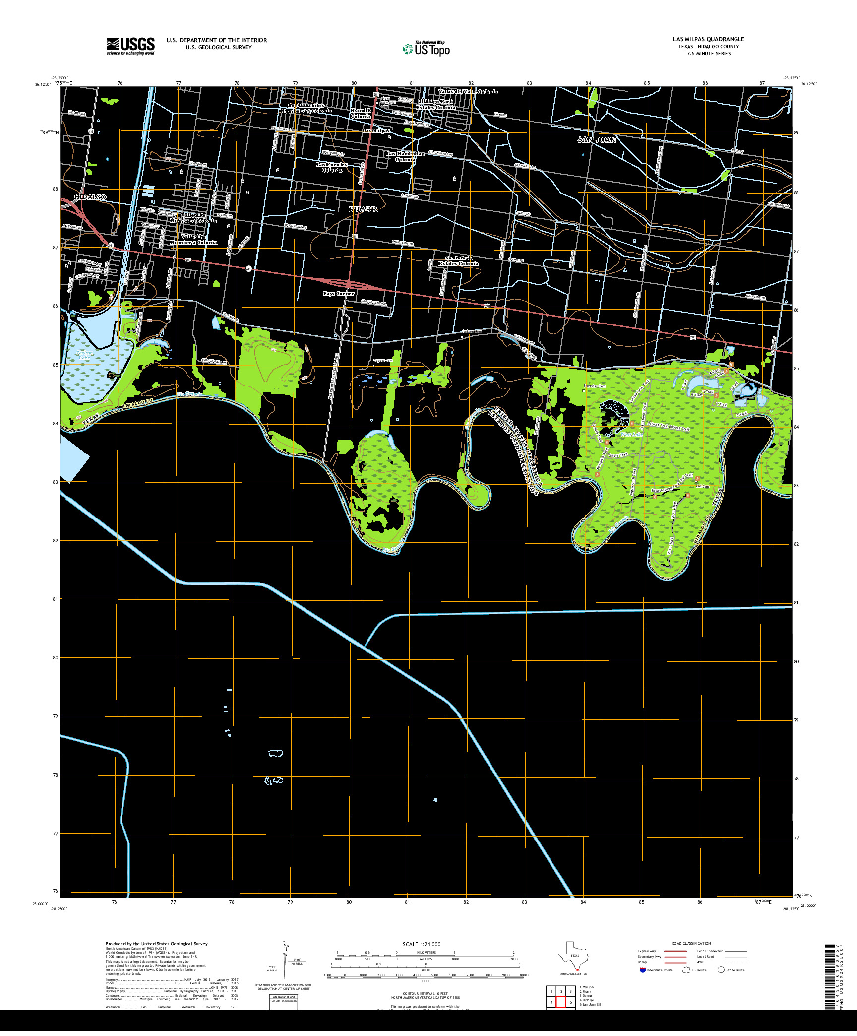 USGS US TOPO 7.5-MINUTE MAP FOR LAS MILPAS, TX,TAM 2019