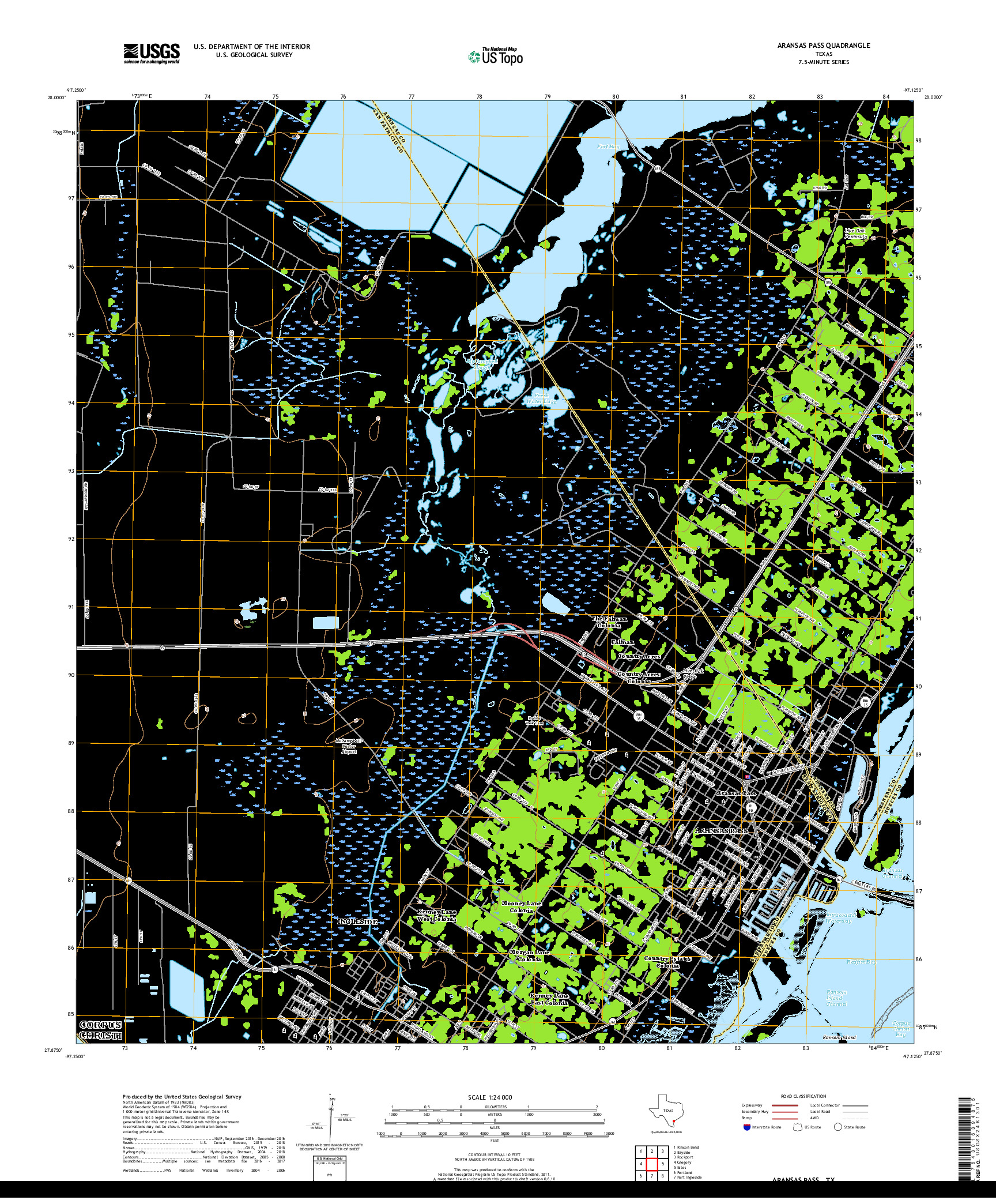 USGS US TOPO 7.5-MINUTE MAP FOR ARANSAS PASS, TX 2019