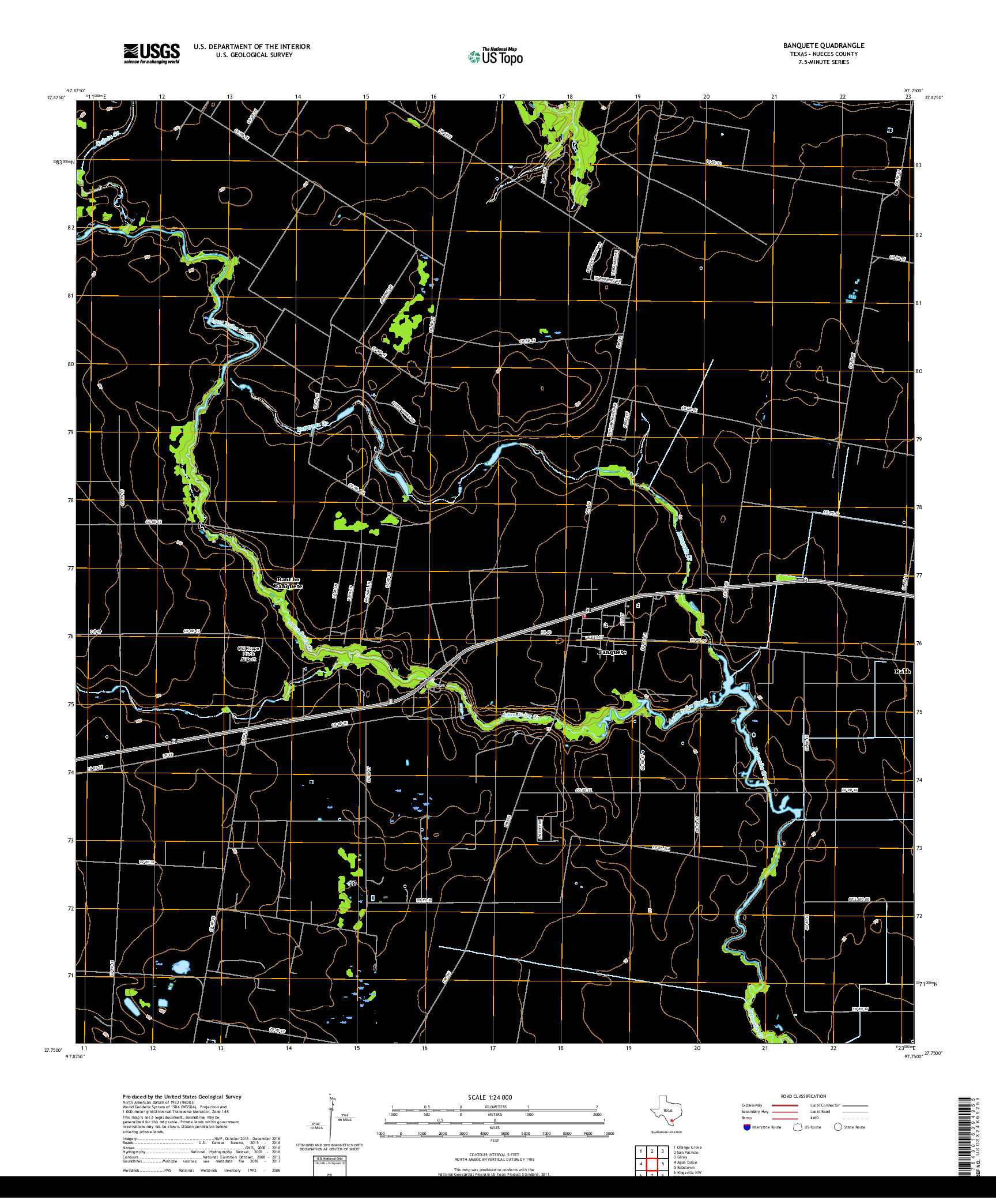 USGS US TOPO 7.5-MINUTE MAP FOR BANQUETE, TX 2019