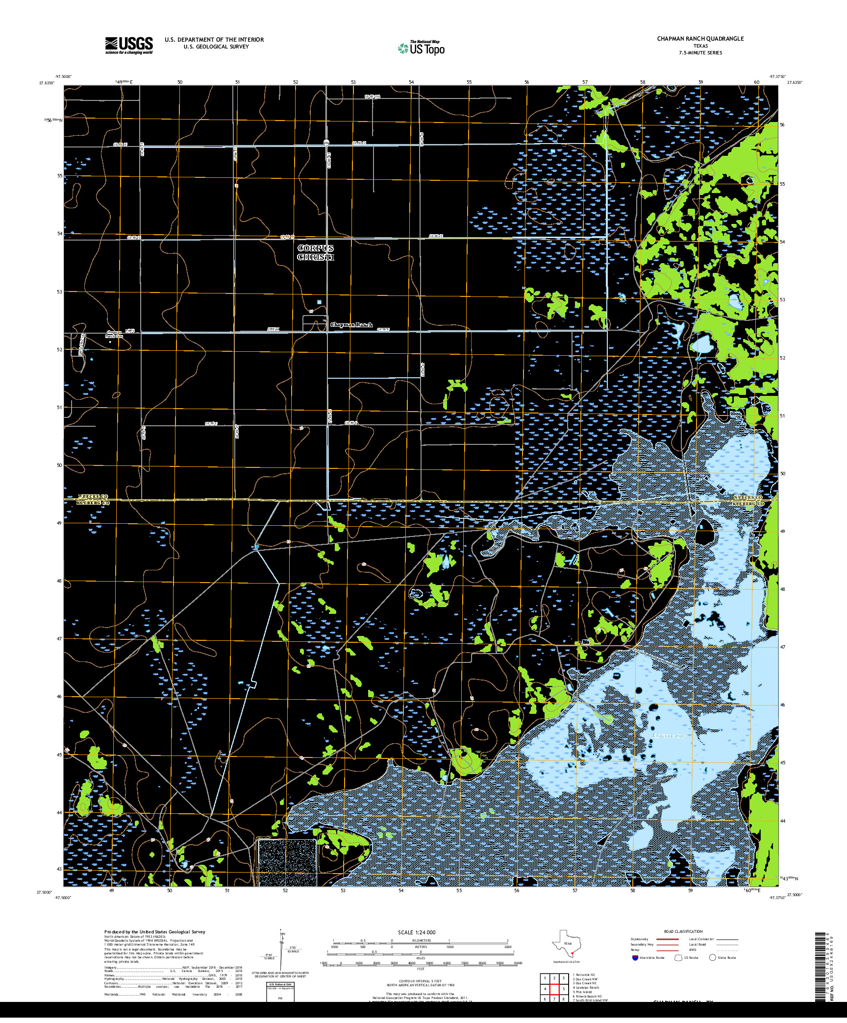 USGS US TOPO 7.5-MINUTE MAP FOR CHAPMAN RANCH, TX 2019