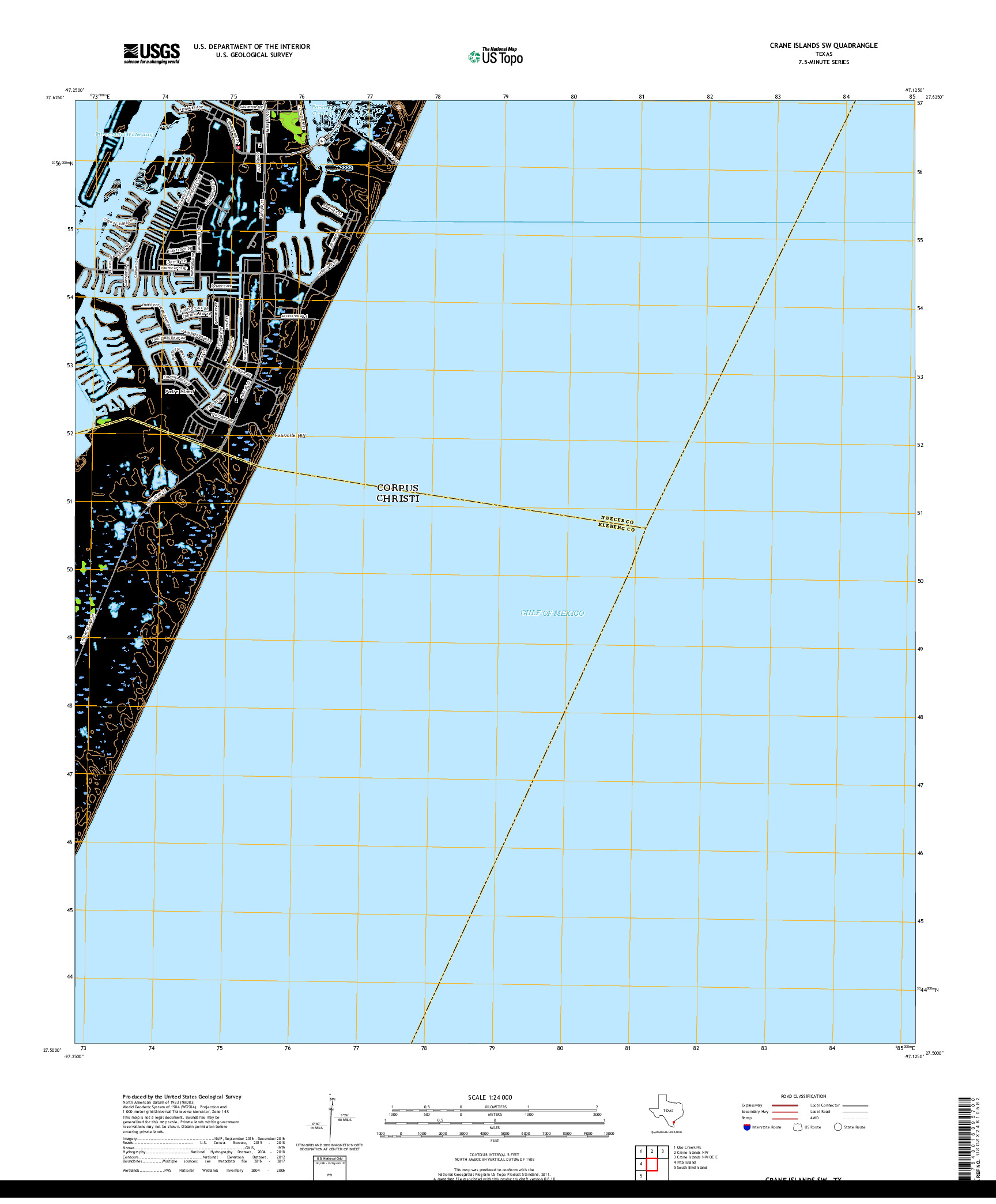 USGS US TOPO 7.5-MINUTE MAP FOR CRANE ISLANDS SW, TX 2019