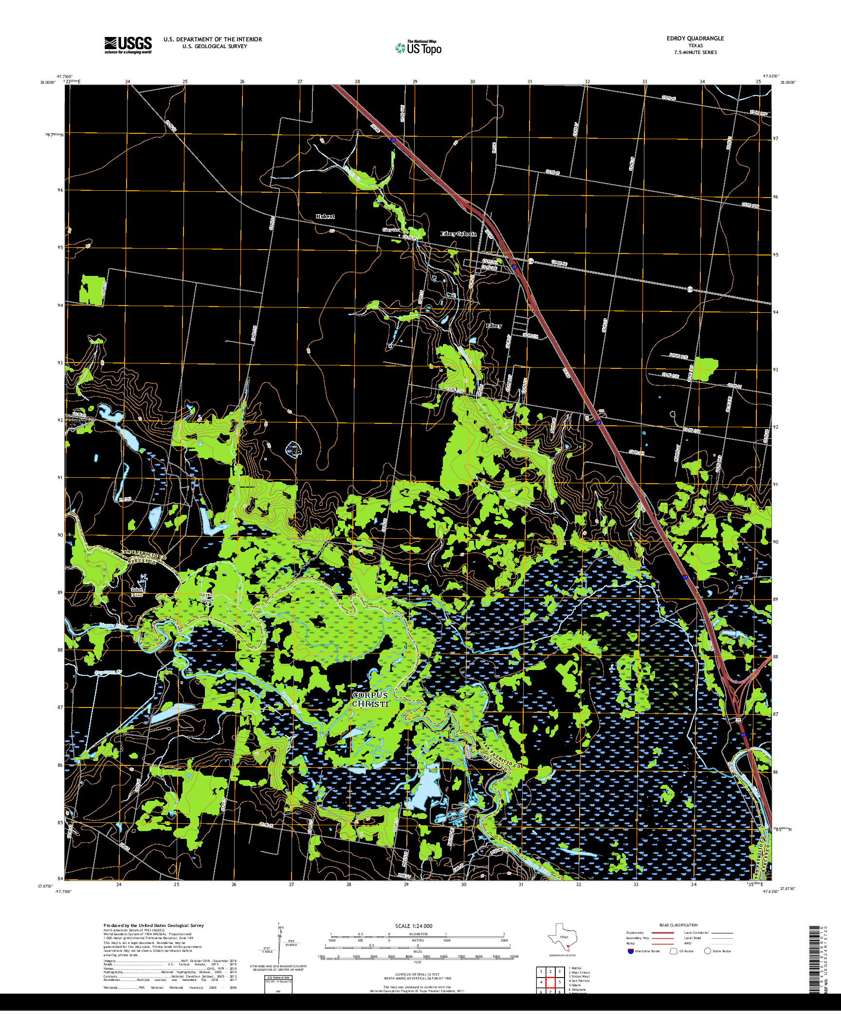 USGS US TOPO 7.5-MINUTE MAP FOR EDROY, TX 2019