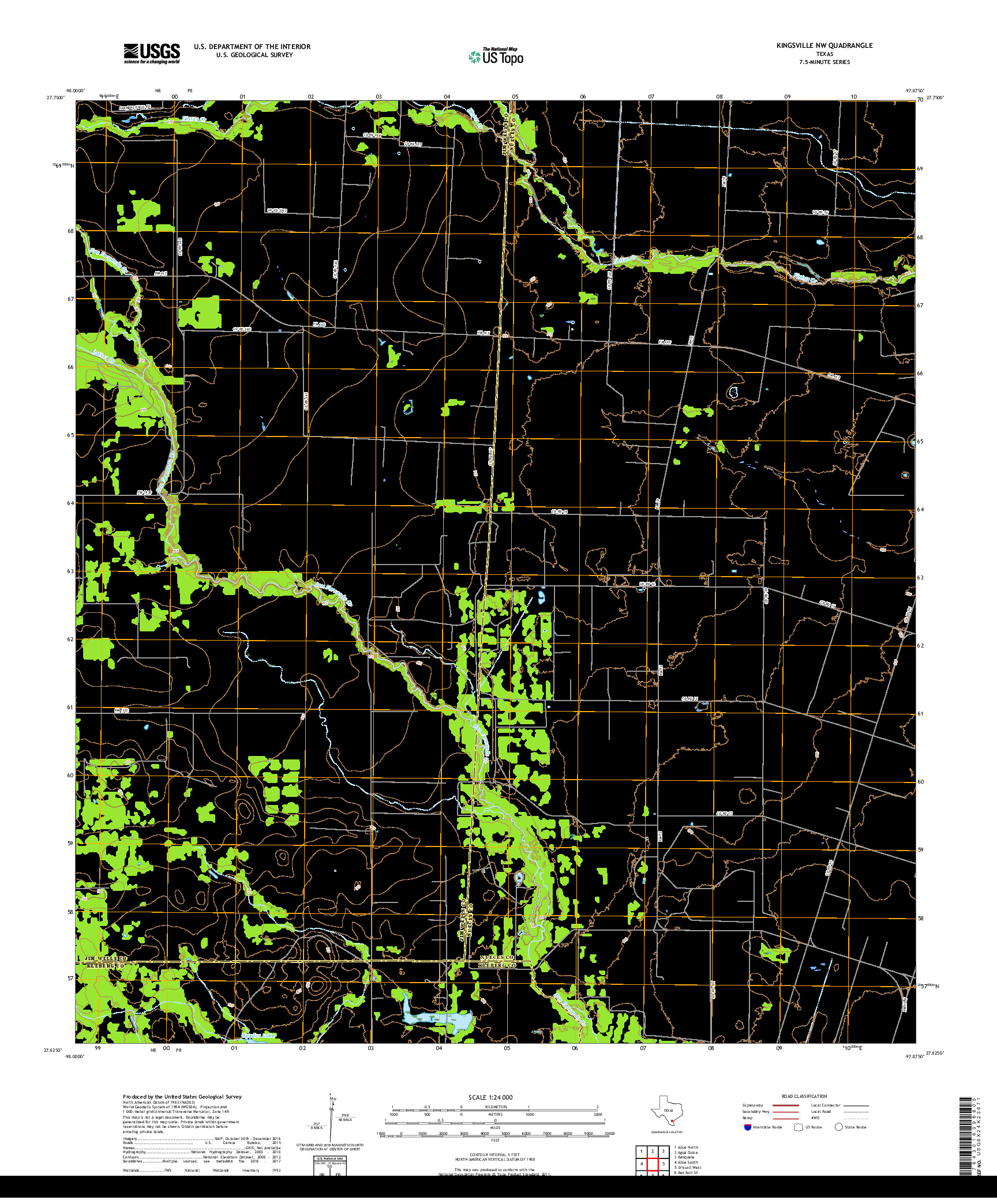 USGS US TOPO 7.5-MINUTE MAP FOR KINGSVILLE NW, TX 2019