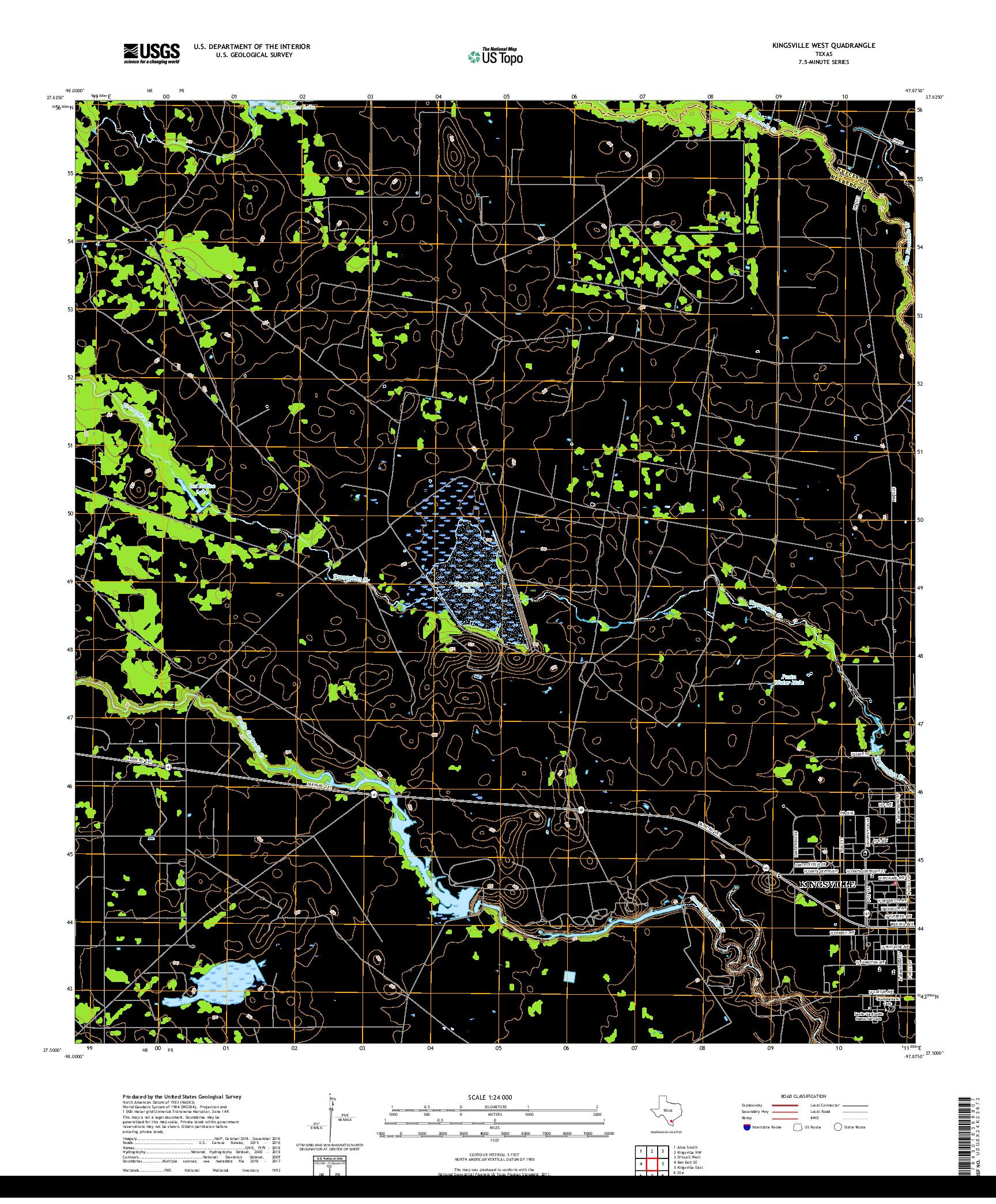 USGS US TOPO 7.5-MINUTE MAP FOR KINGSVILLE WEST, TX 2019