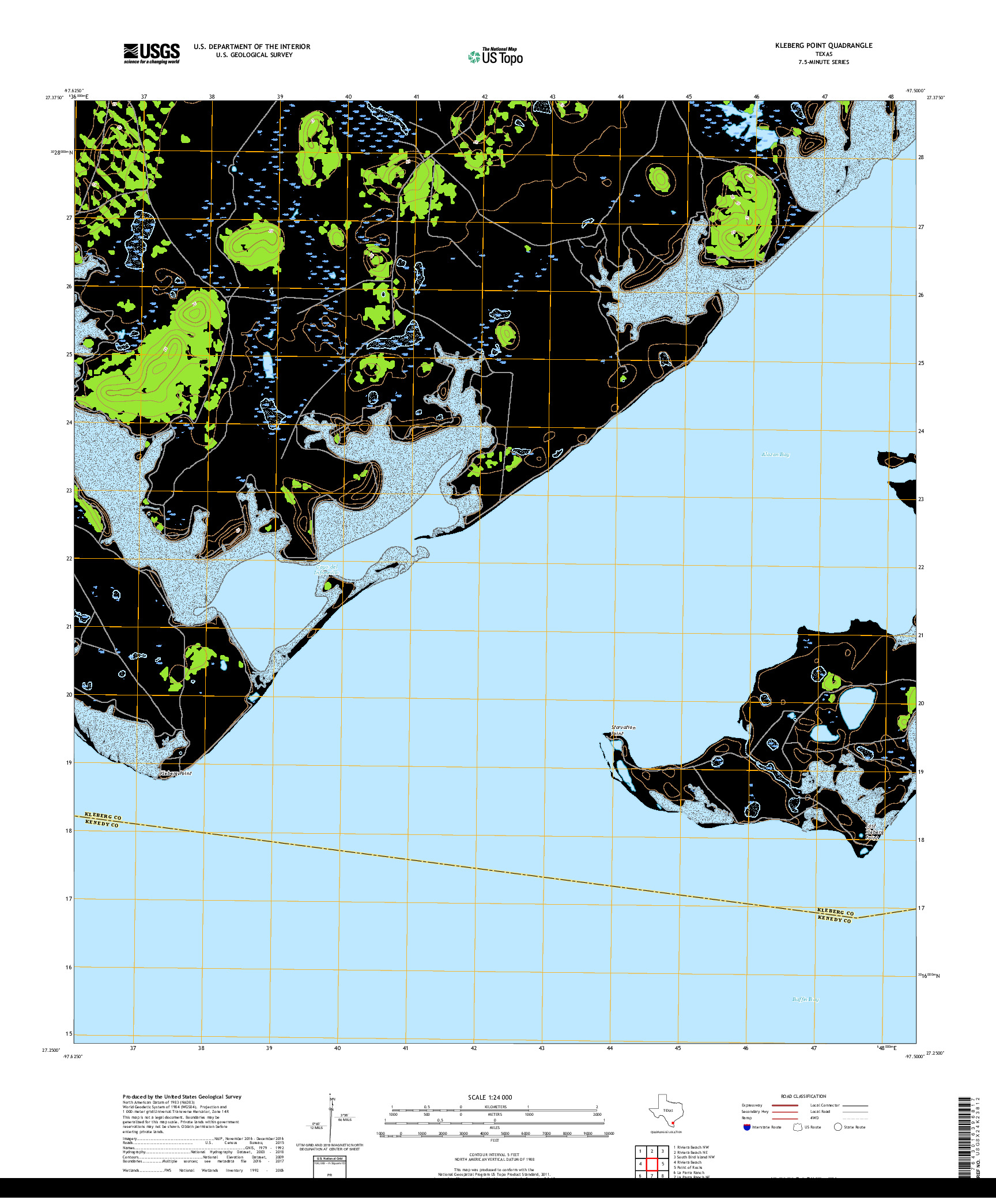 USGS US TOPO 7.5-MINUTE MAP FOR KLEBERG POINT, TX 2019