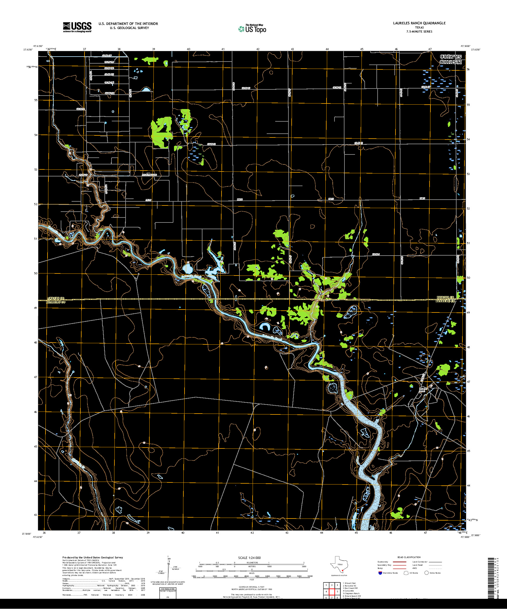 USGS US TOPO 7.5-MINUTE MAP FOR LAURELES RANCH, TX 2019