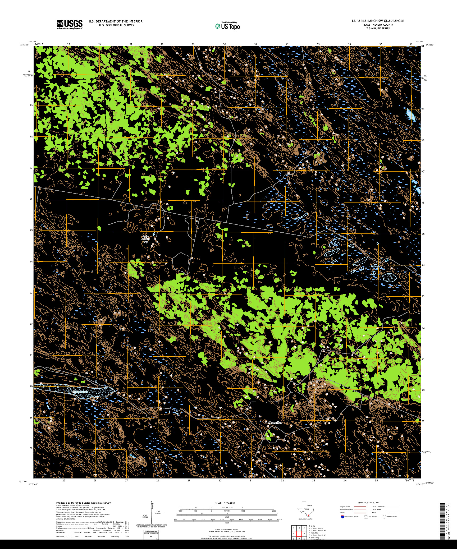 USGS US TOPO 7.5-MINUTE MAP FOR LA PARRA RANCH SW, TX 2019