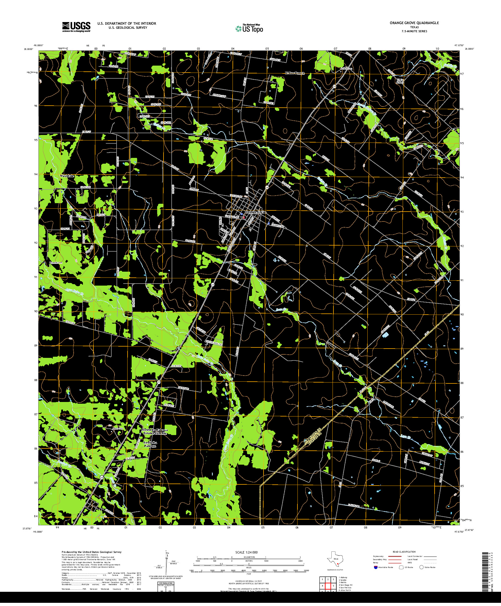 USGS US TOPO 7.5-MINUTE MAP FOR ORANGE GROVE, TX 2019