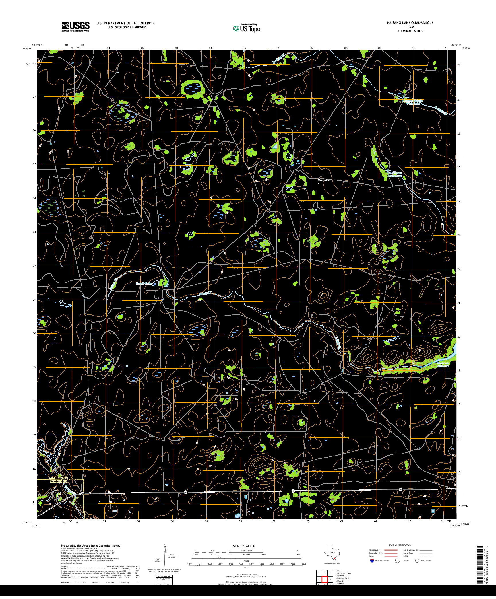 USGS US TOPO 7.5-MINUTE MAP FOR PAISANO LAKE, TX 2019