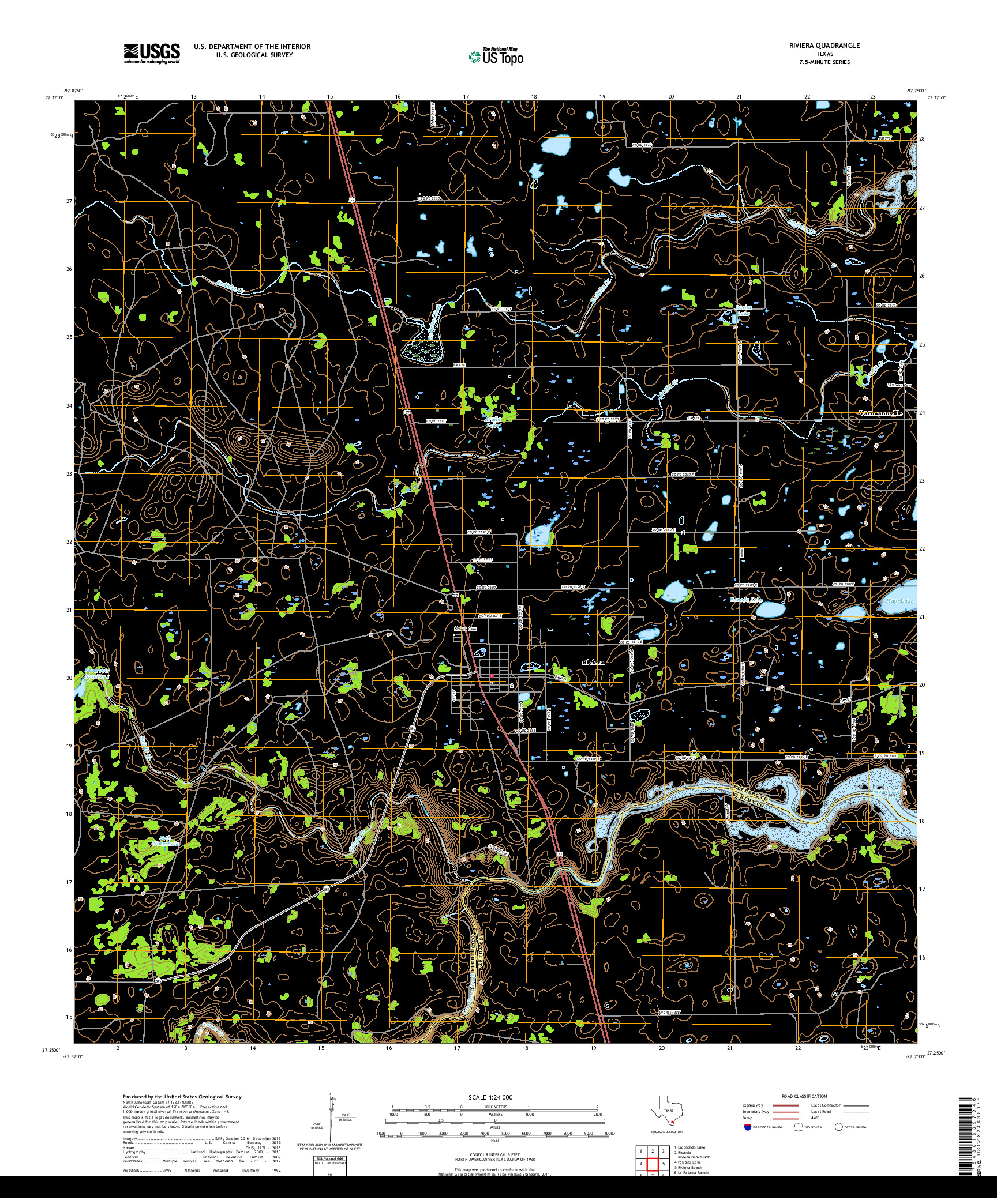 USGS US TOPO 7.5-MINUTE MAP FOR RIVIERA, TX 2019