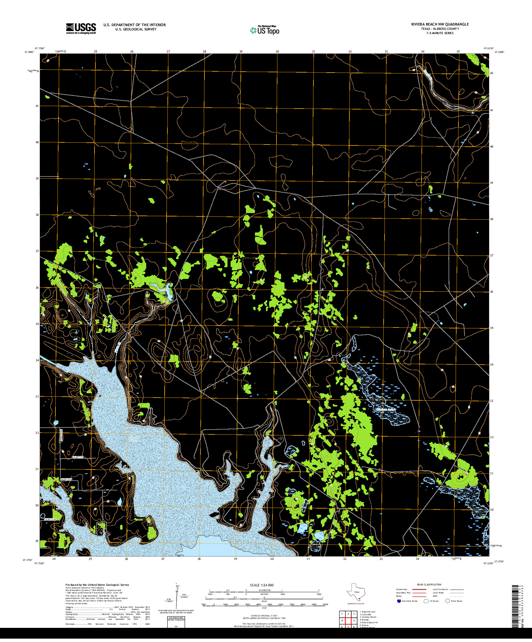 USGS US TOPO 7.5-MINUTE MAP FOR RIVIERA BEACH NW, TX 2019