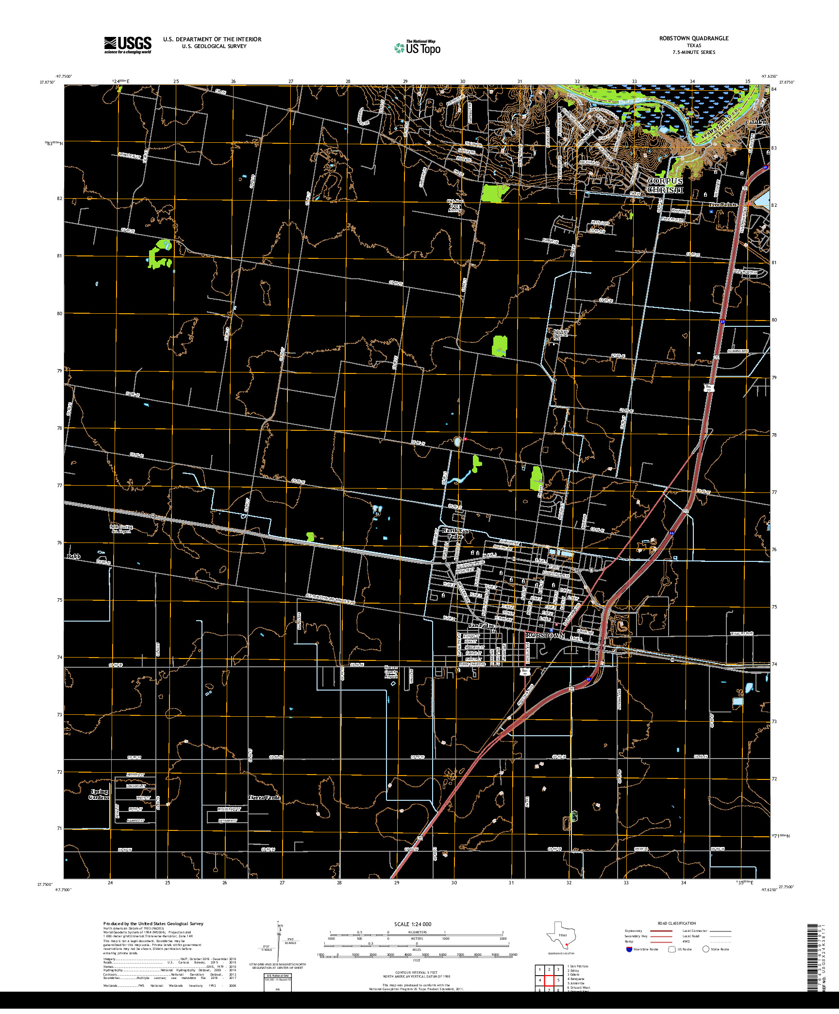 USGS US TOPO 7.5-MINUTE MAP FOR ROBSTOWN, TX 2019