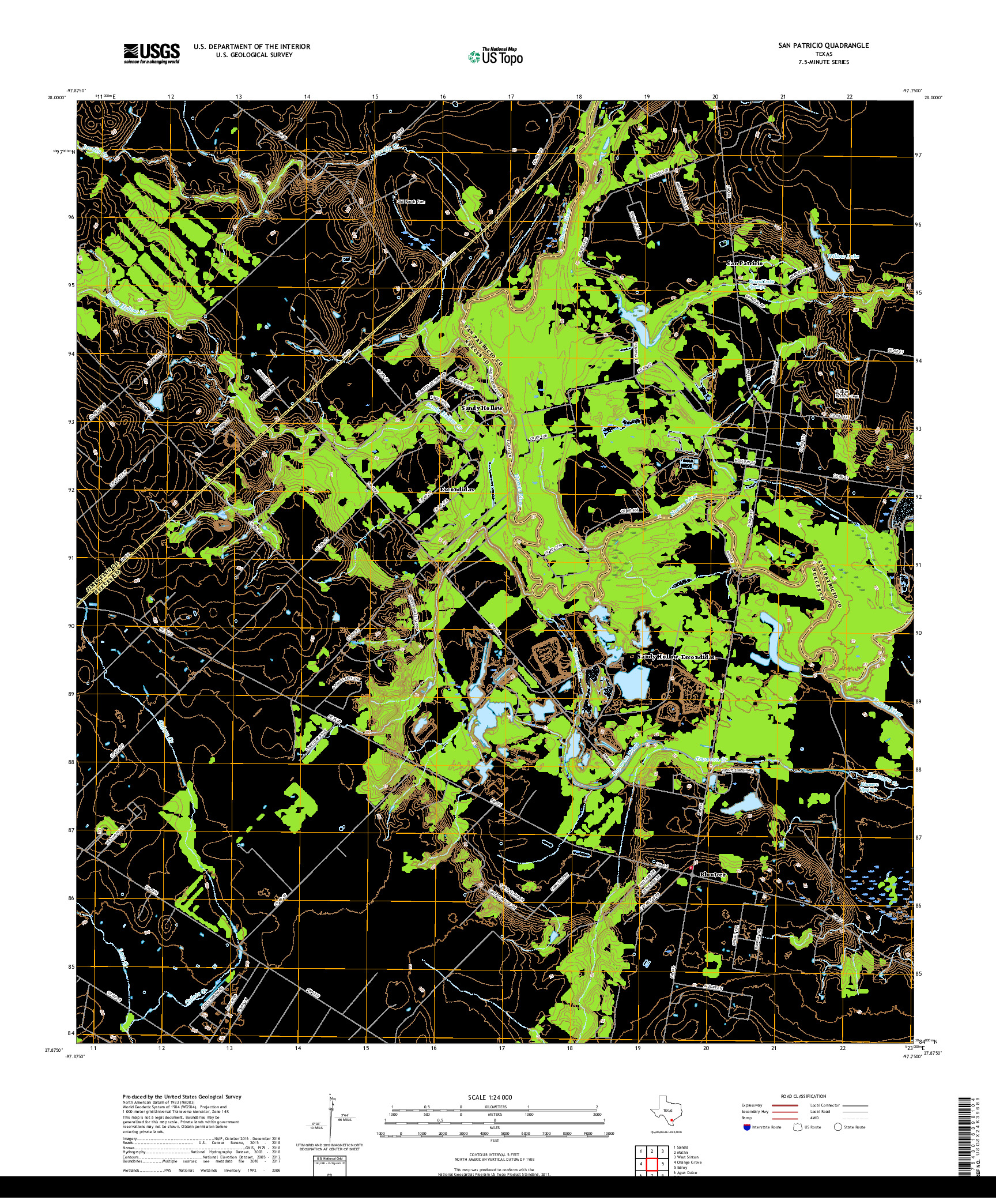 USGS US TOPO 7.5-MINUTE MAP FOR SAN PATRICIO, TX 2019