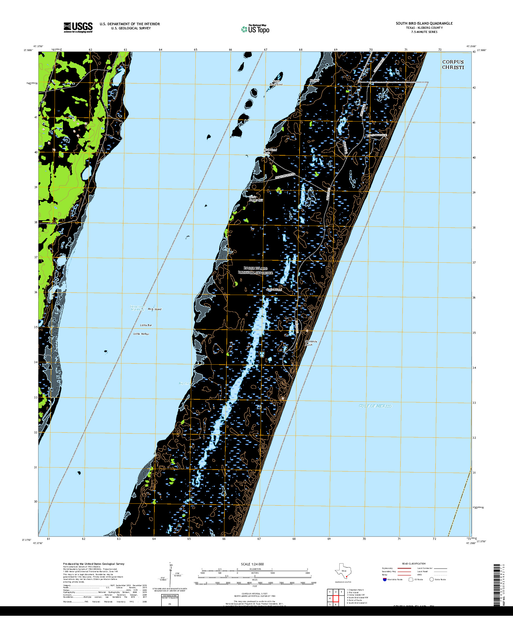 USGS US TOPO 7.5-MINUTE MAP FOR SOUTH BIRD ISLAND, TX 2019