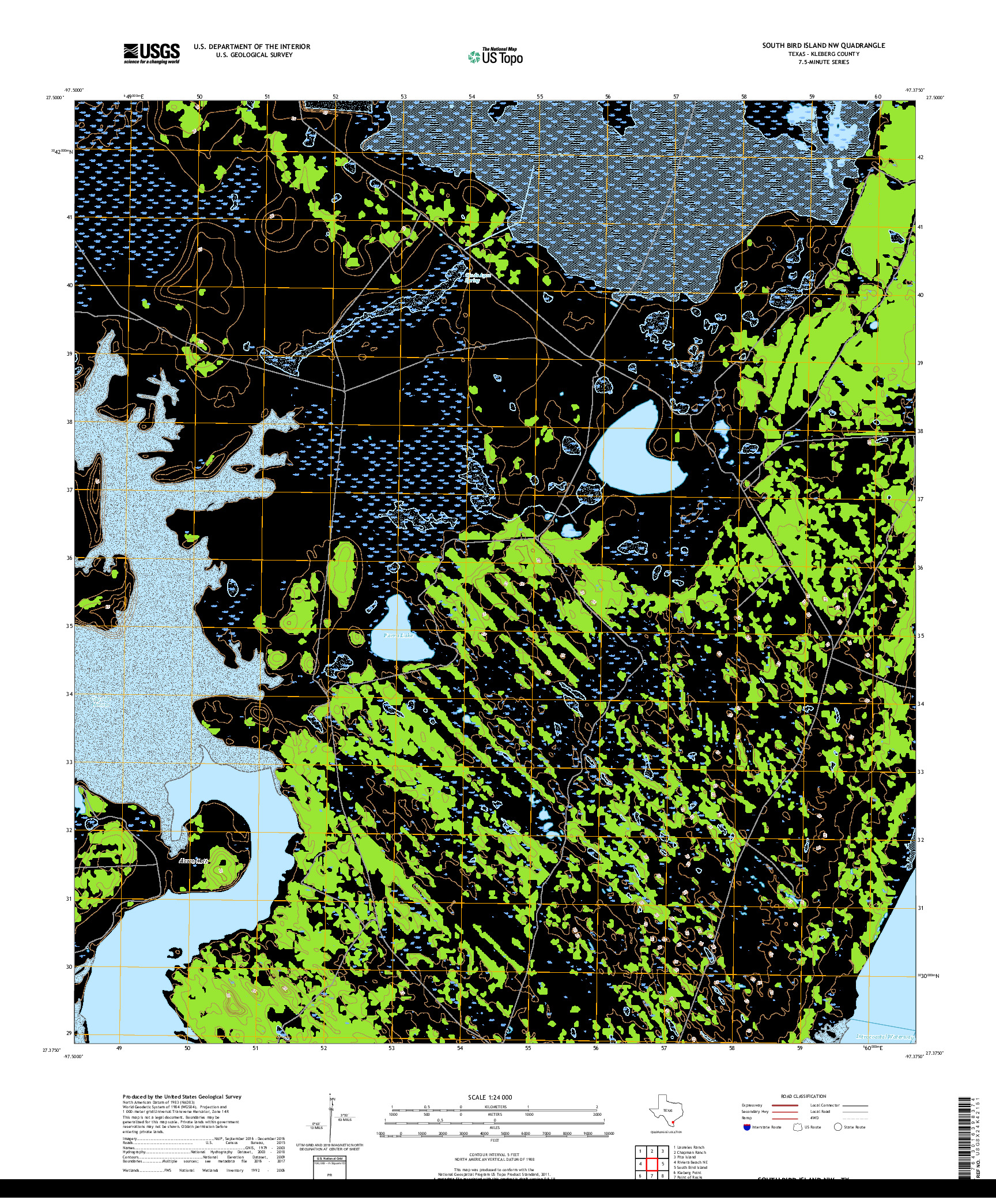 USGS US TOPO 7.5-MINUTE MAP FOR SOUTH BIRD ISLAND NW, TX 2019