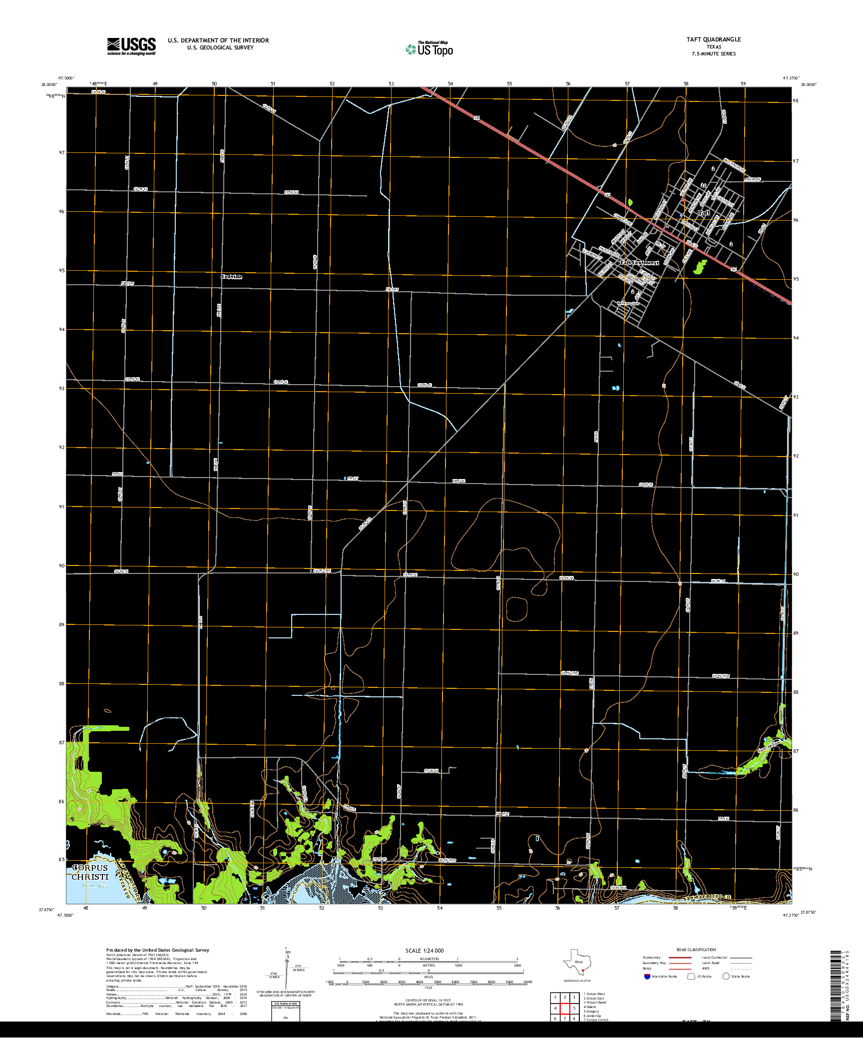 USGS US TOPO 7.5-MINUTE MAP FOR TAFT, TX 2019