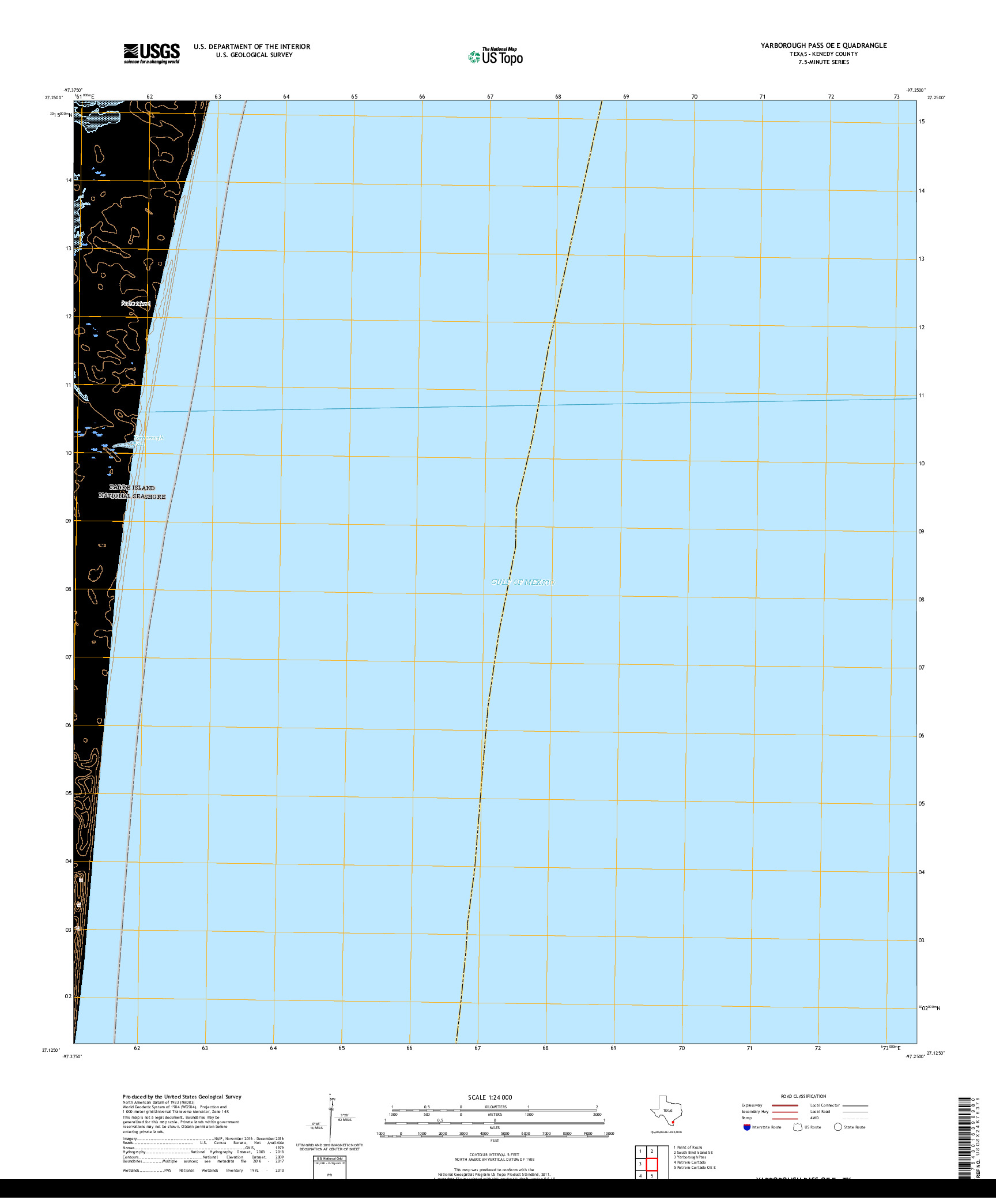 USGS US TOPO 7.5-MINUTE MAP FOR YARBOROUGH PASS OE E, TX 2019