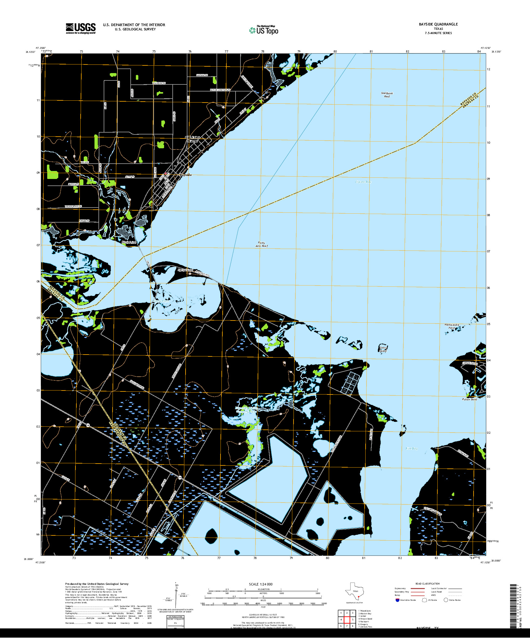 USGS US TOPO 7.5-MINUTE MAP FOR BAYSIDE, TX 2019