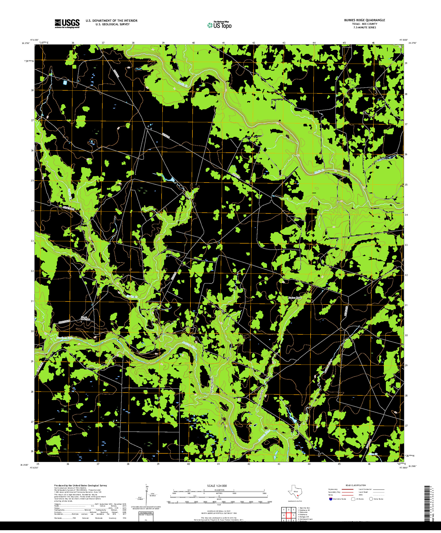 USGS US TOPO 7.5-MINUTE MAP FOR BURKES RIDGE, TX 2019