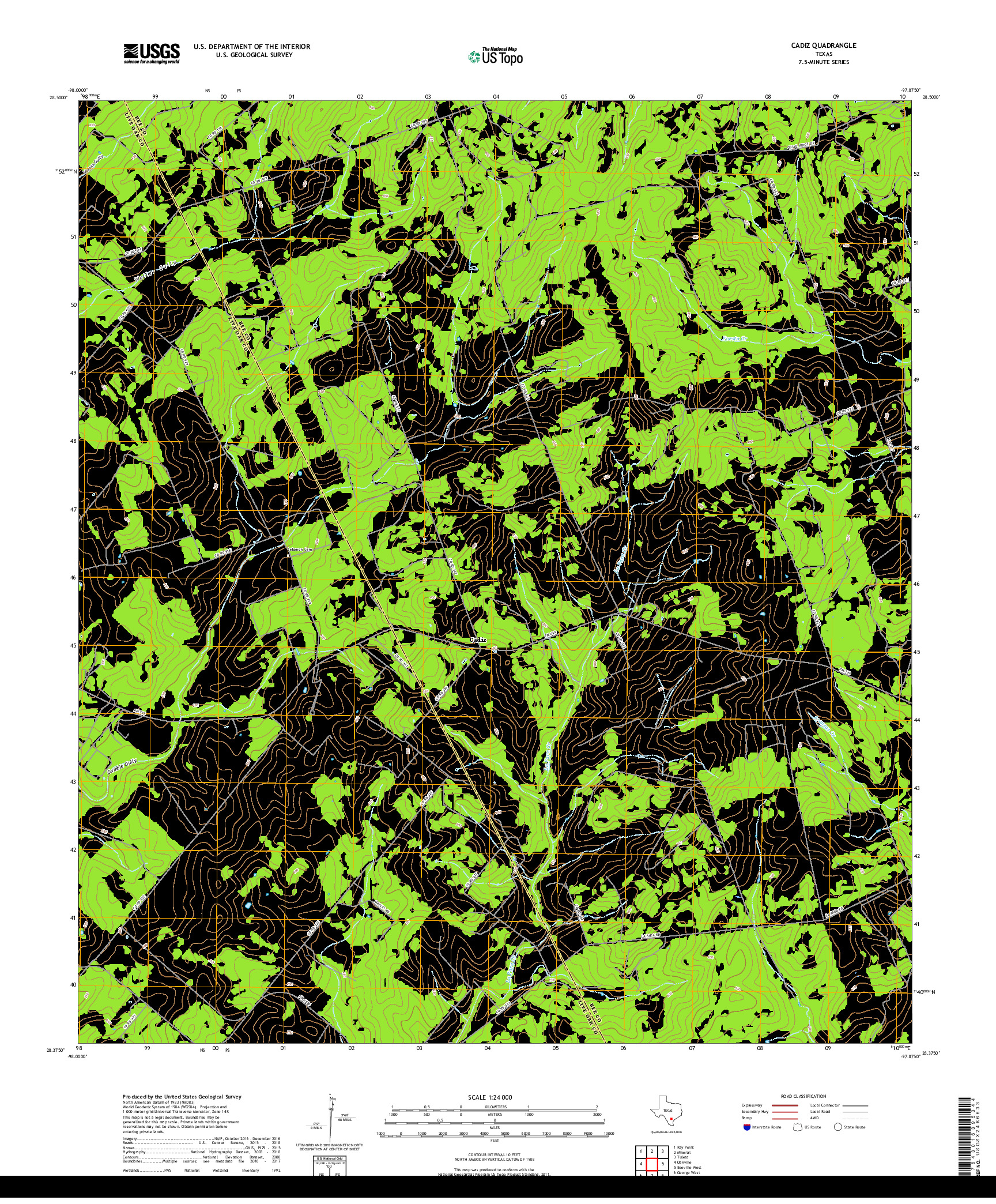 USGS US TOPO 7.5-MINUTE MAP FOR CADIZ, TX 2019