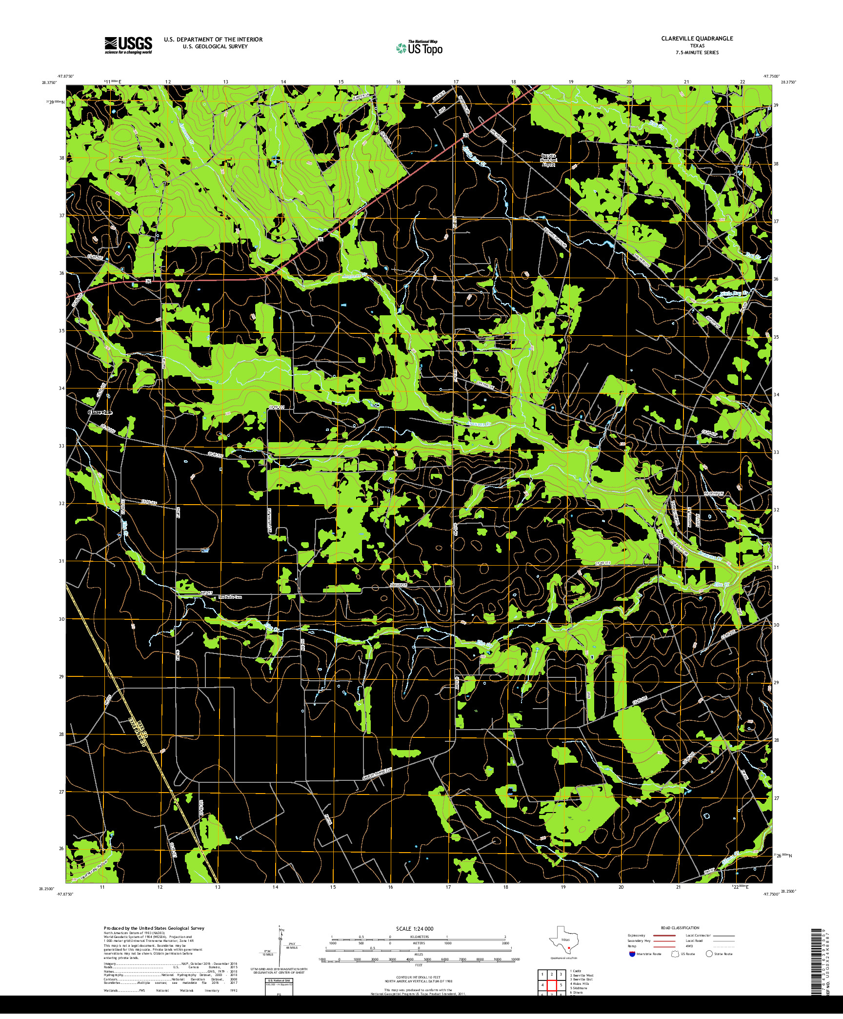 USGS US TOPO 7.5-MINUTE MAP FOR CLAREVILLE, TX 2019