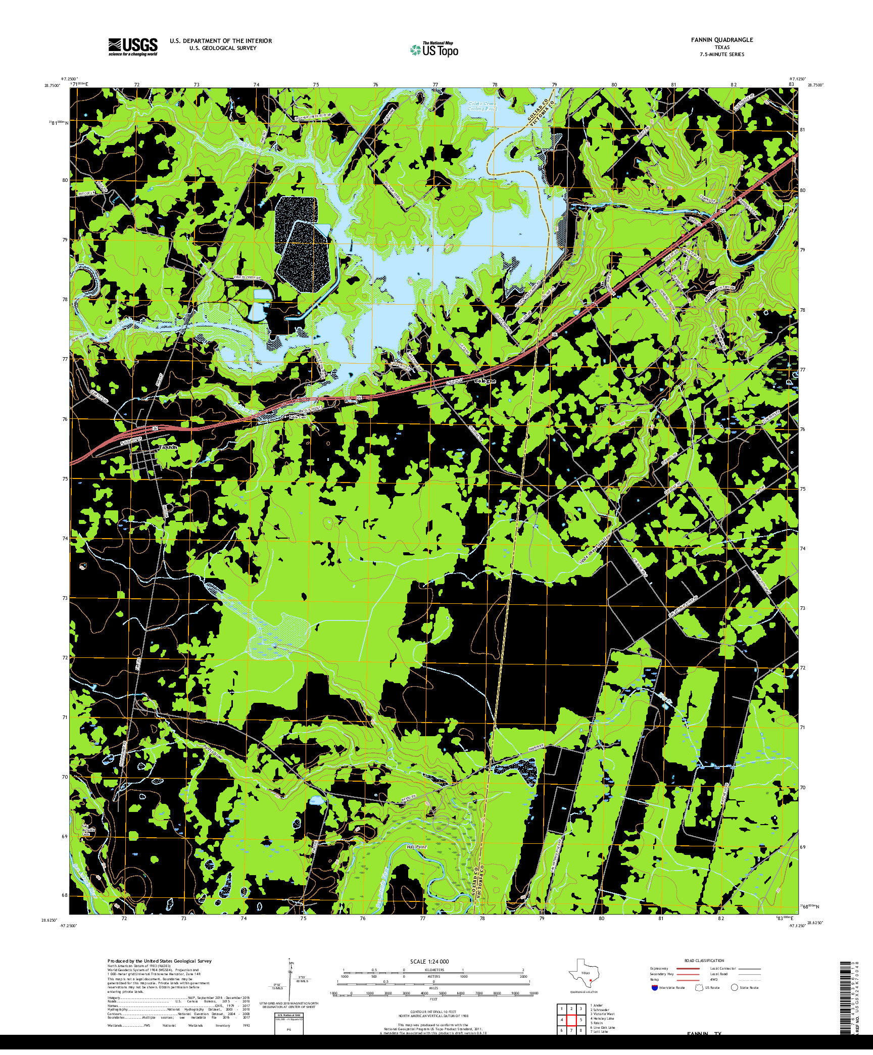 USGS US TOPO 7.5-MINUTE MAP FOR FANNIN, TX 2019