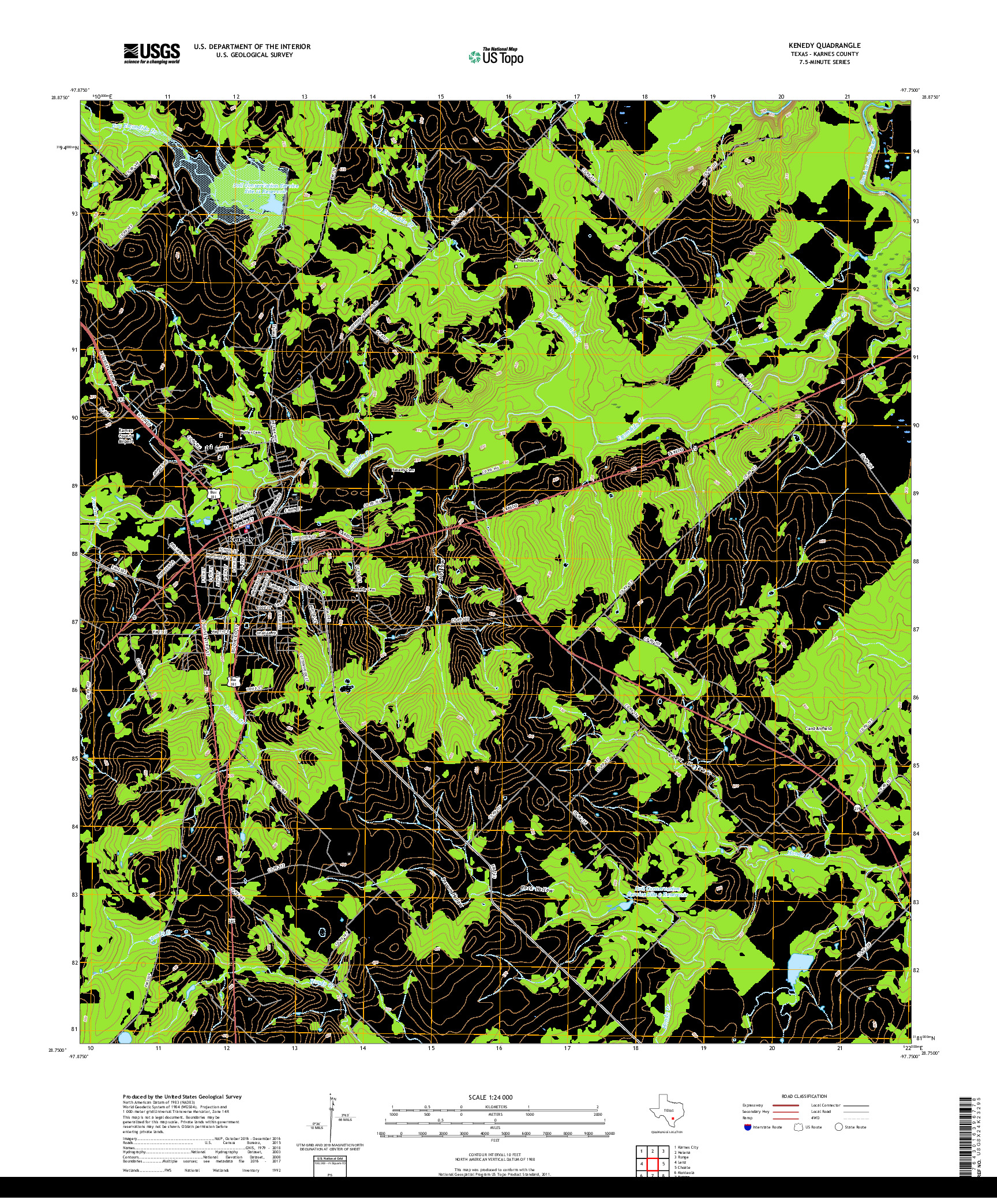 USGS US TOPO 7.5-MINUTE MAP FOR KENEDY, TX 2019