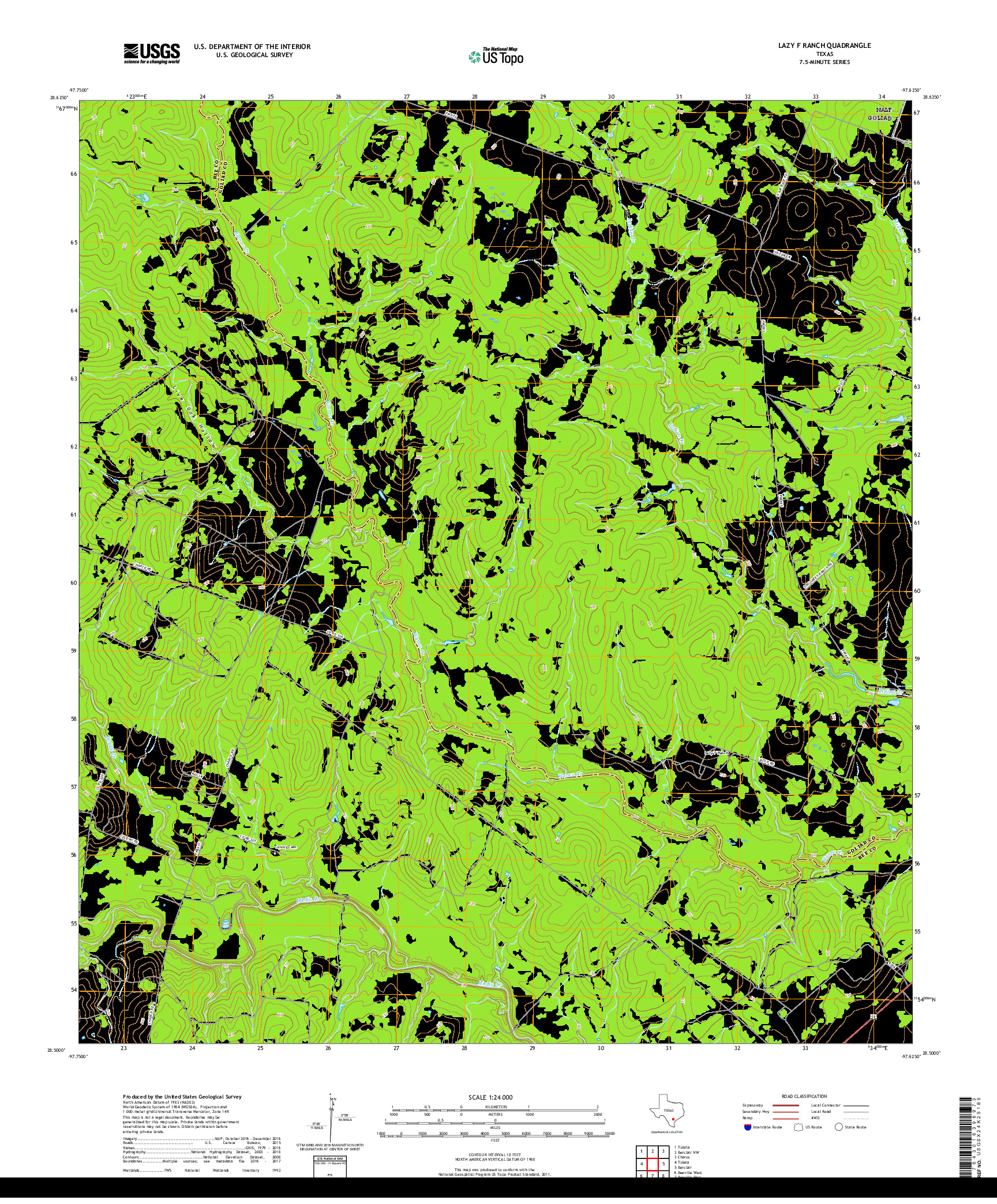 USGS US TOPO 7.5-MINUTE MAP FOR LAZY F RANCH, TX 2019