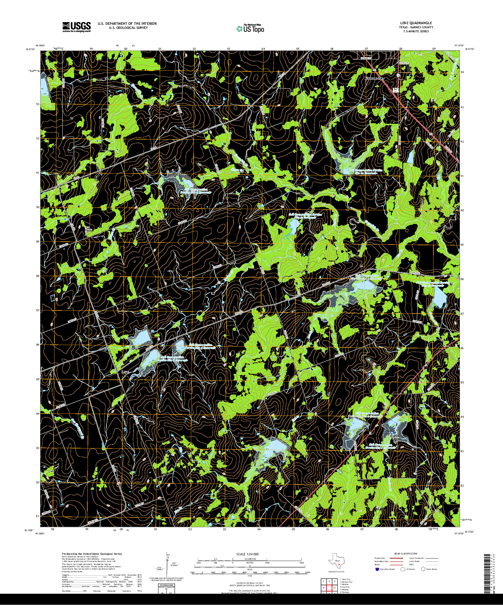 USGS US TOPO 7.5-MINUTE MAP FOR LENZ, TX 2019