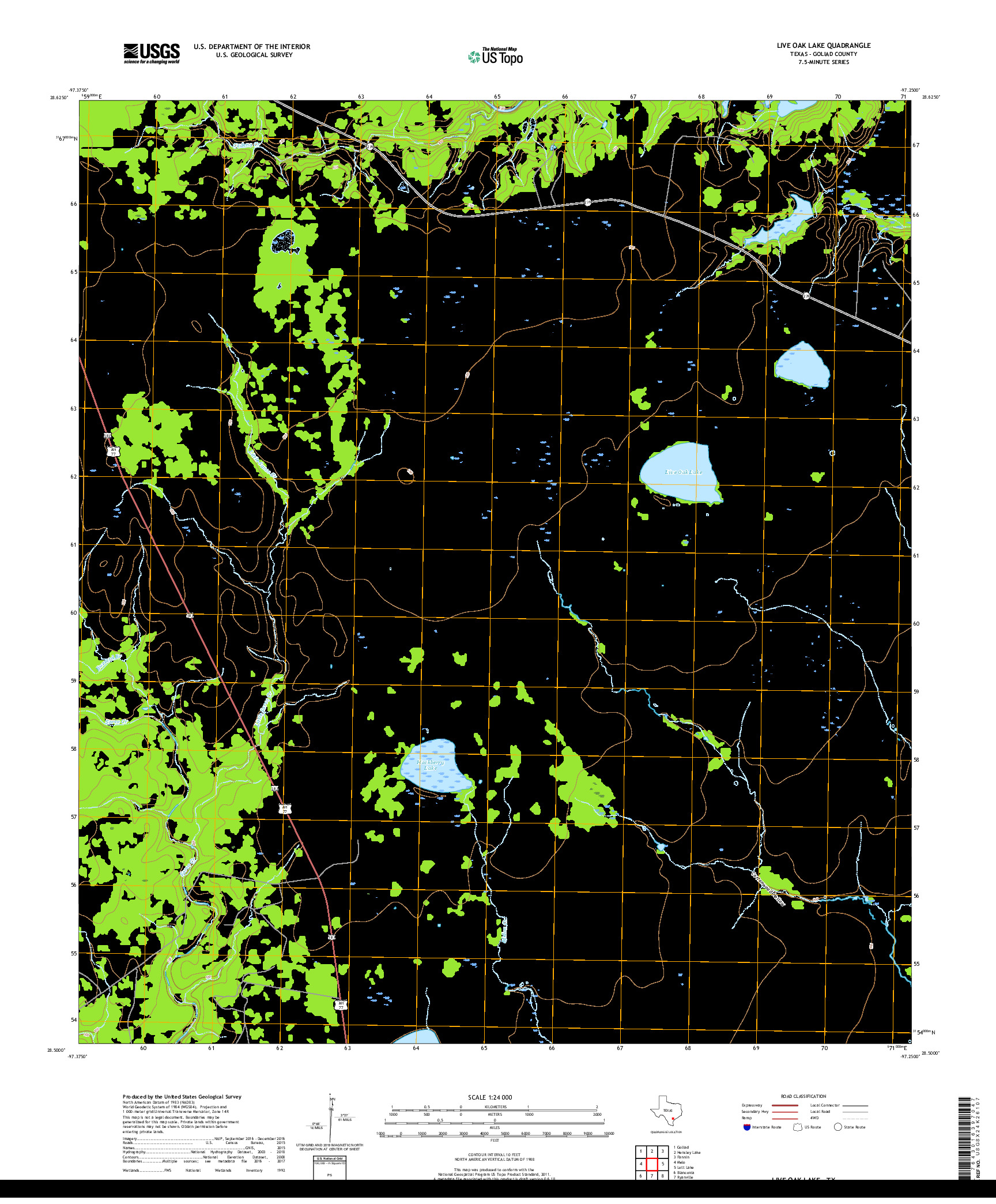 USGS US TOPO 7.5-MINUTE MAP FOR LIVE OAK LAKE, TX 2019
