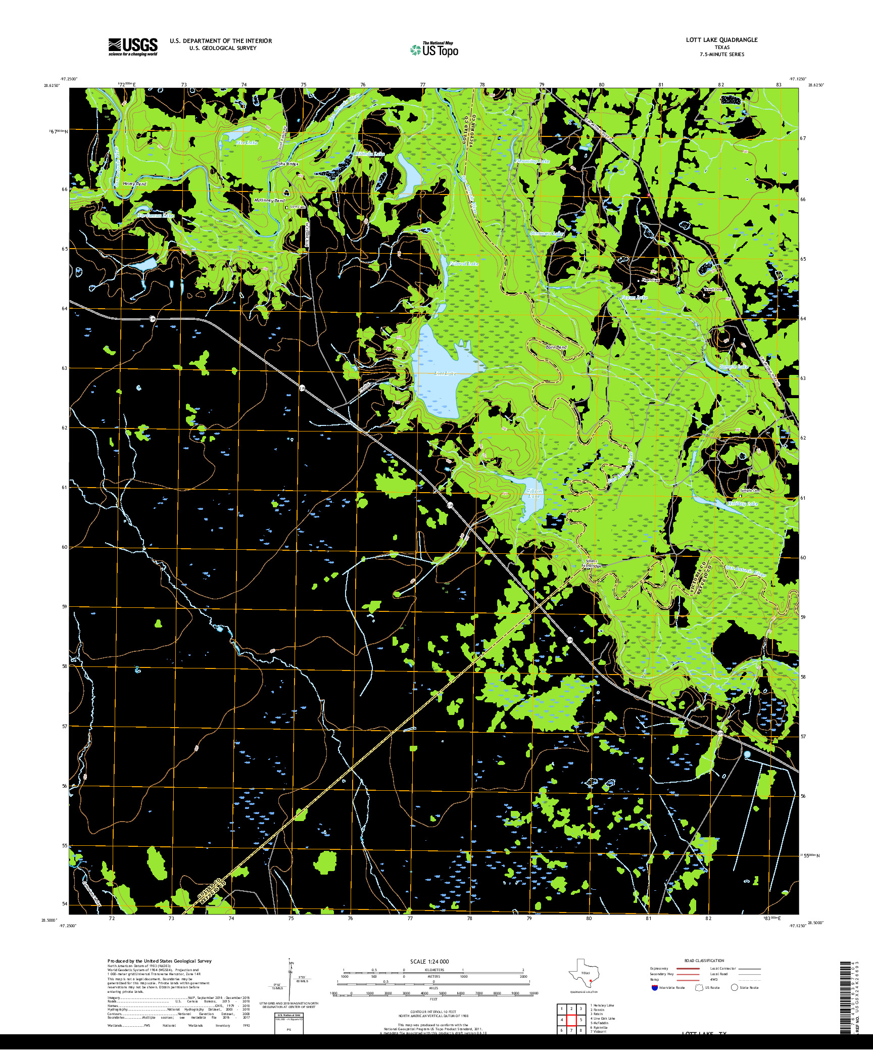 USGS US TOPO 7.5-MINUTE MAP FOR LOTT LAKE, TX 2019