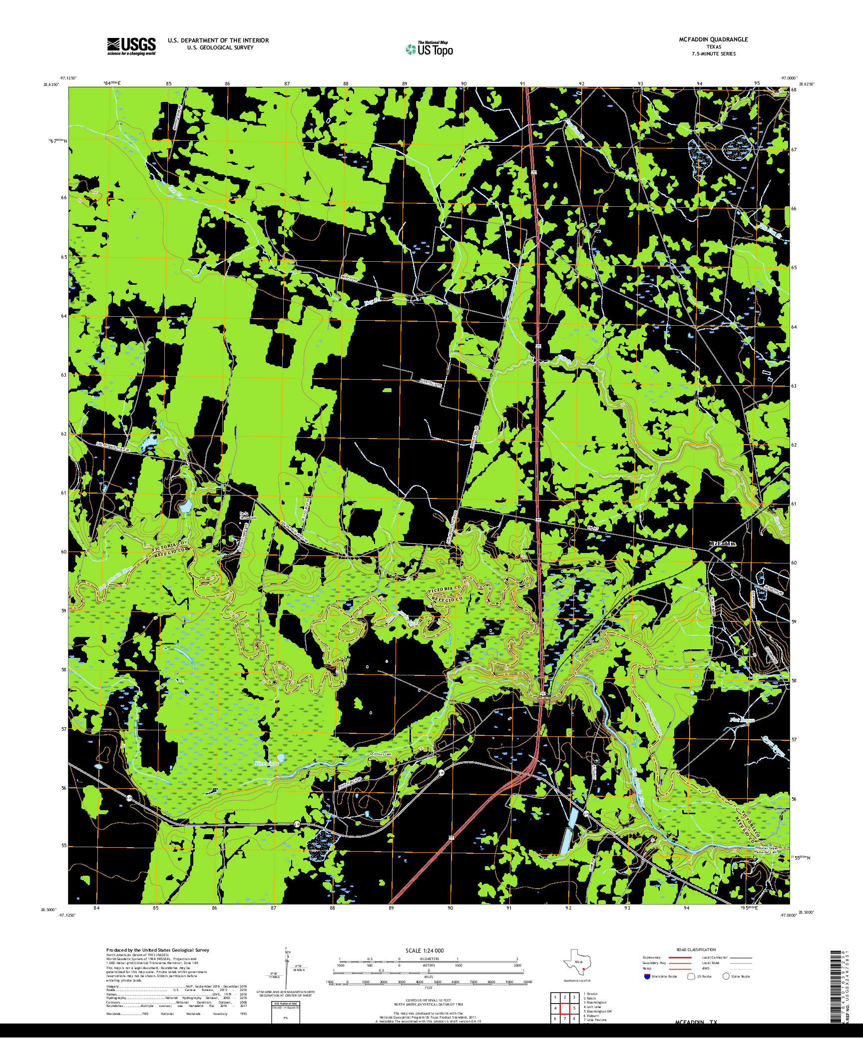 USGS US TOPO 7.5-MINUTE MAP FOR MCFADDIN, TX 2019