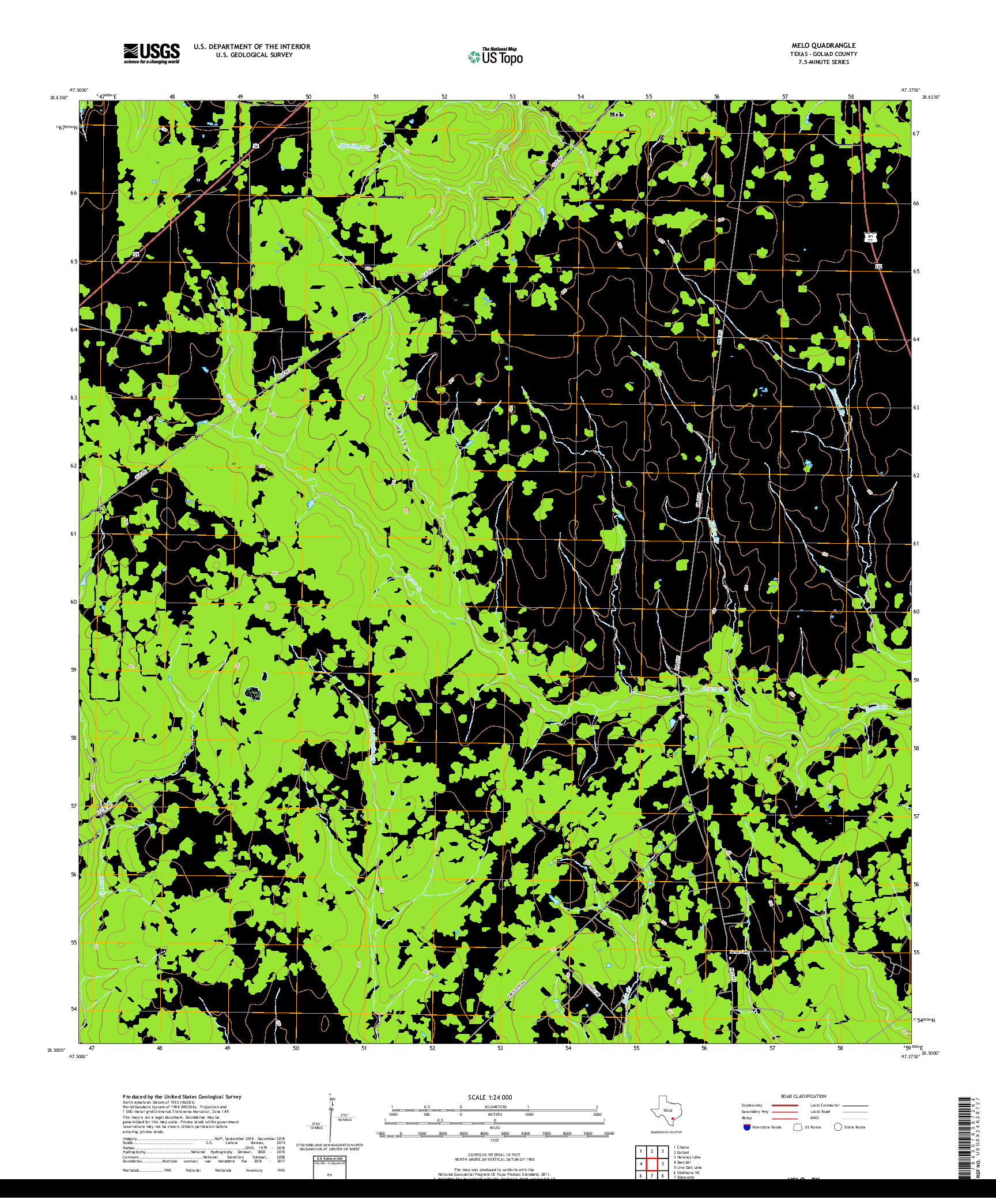 USGS US TOPO 7.5-MINUTE MAP FOR MELO, TX 2019