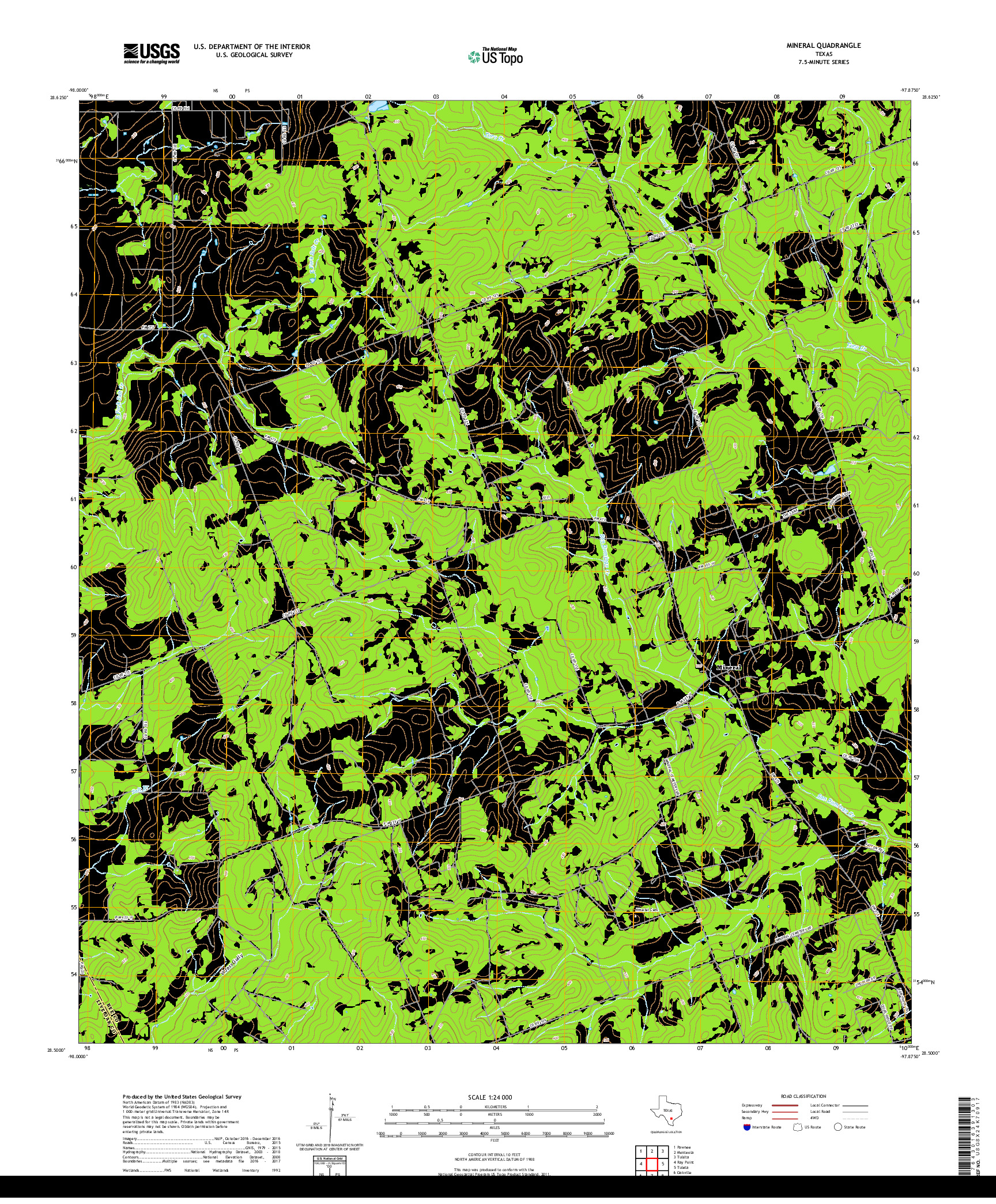 USGS US TOPO 7.5-MINUTE MAP FOR MINERAL, TX 2019