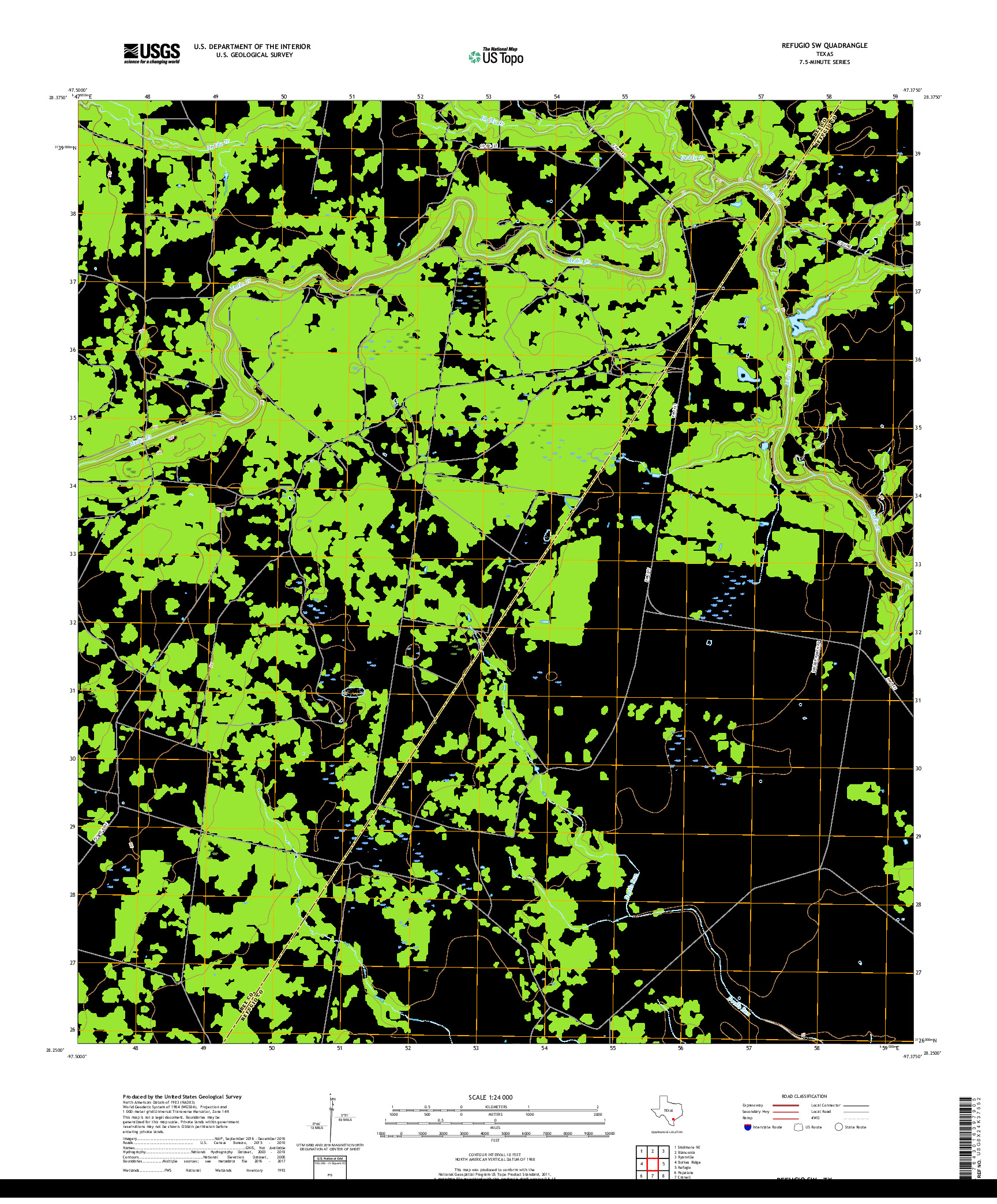 USGS US TOPO 7.5-MINUTE MAP FOR REFUGIO SW, TX 2019