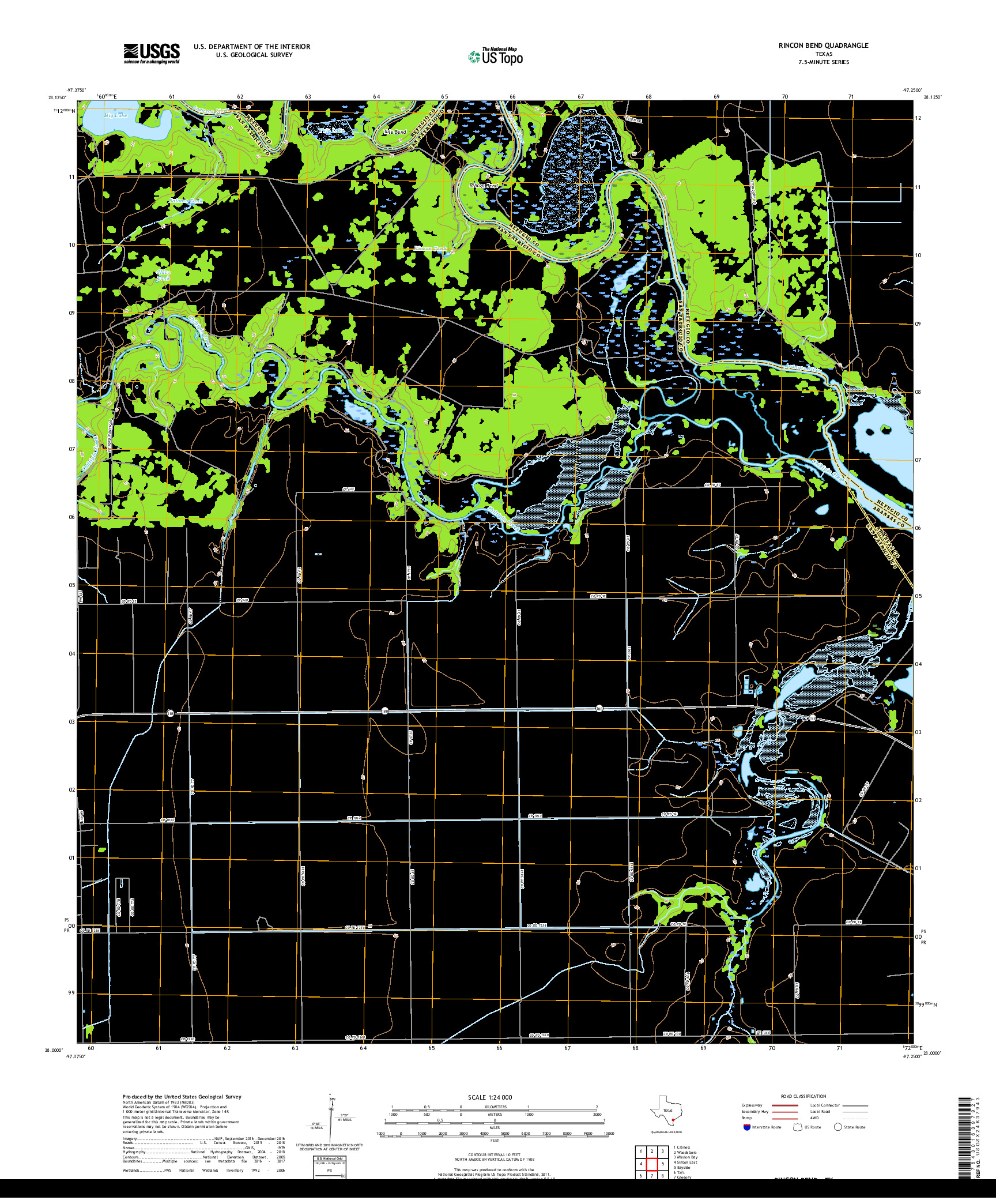 USGS US TOPO 7.5-MINUTE MAP FOR RINCON BEND, TX 2019