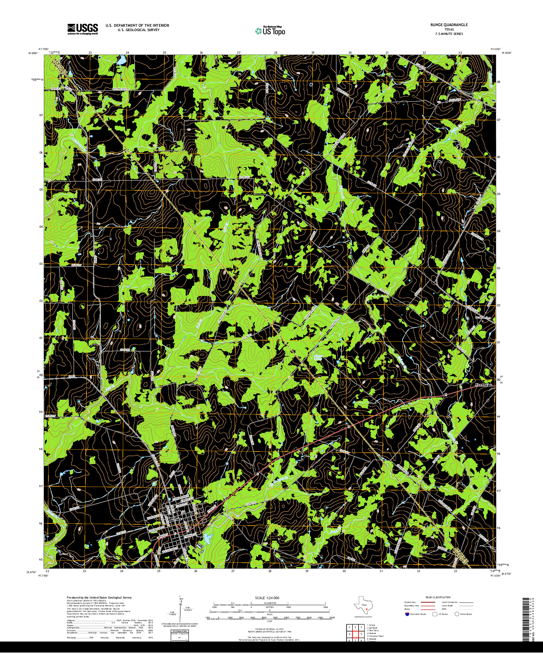 USGS US TOPO 7.5-MINUTE MAP FOR RUNGE, TX 2019