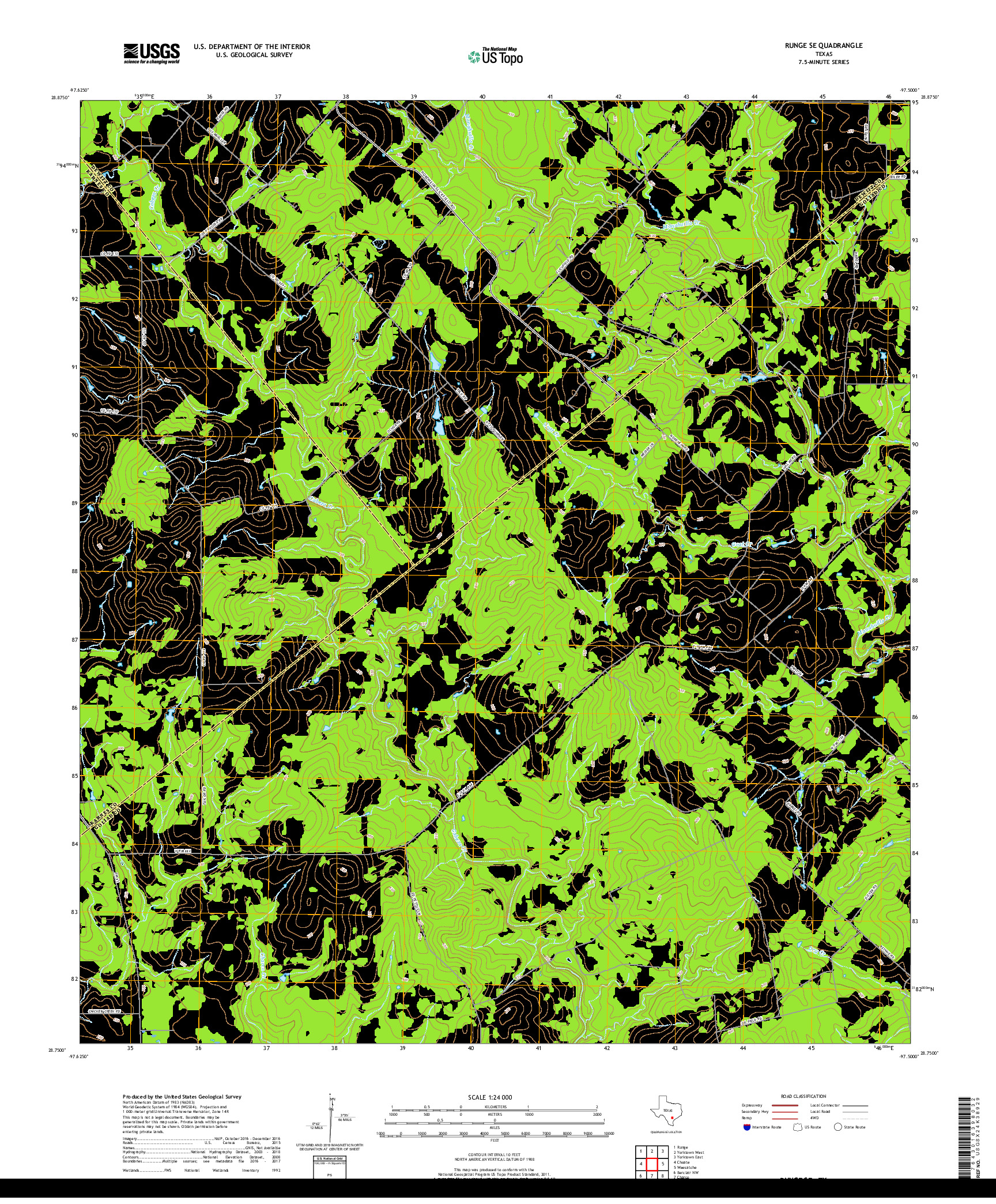 USGS US TOPO 7.5-MINUTE MAP FOR RUNGE SE, TX 2019