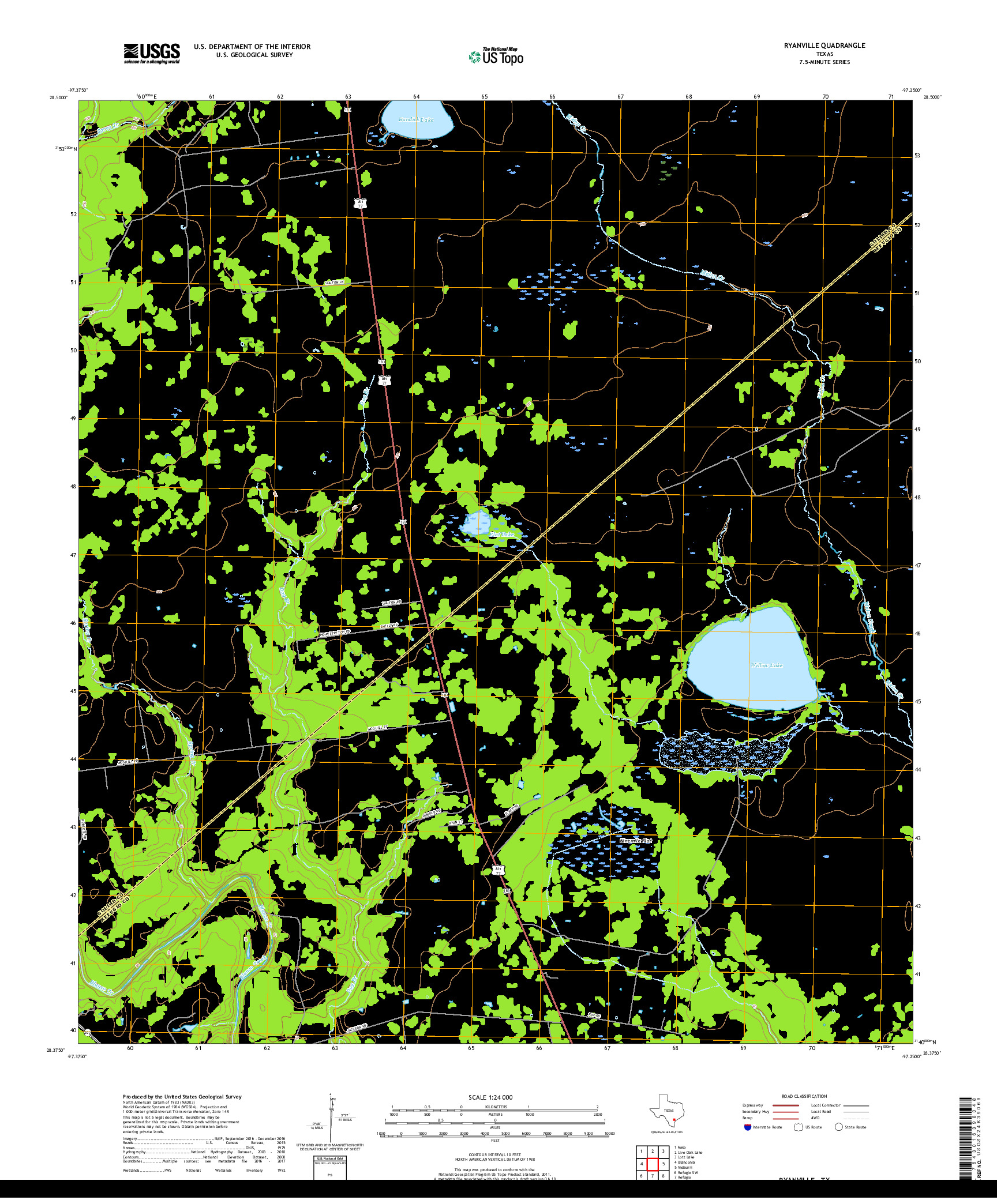 USGS US TOPO 7.5-MINUTE MAP FOR RYANVILLE, TX 2019