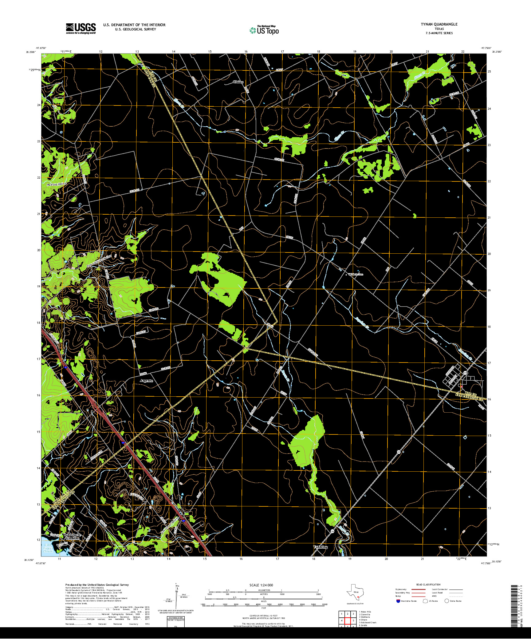 USGS US TOPO 7.5-MINUTE MAP FOR TYNAN, TX 2019