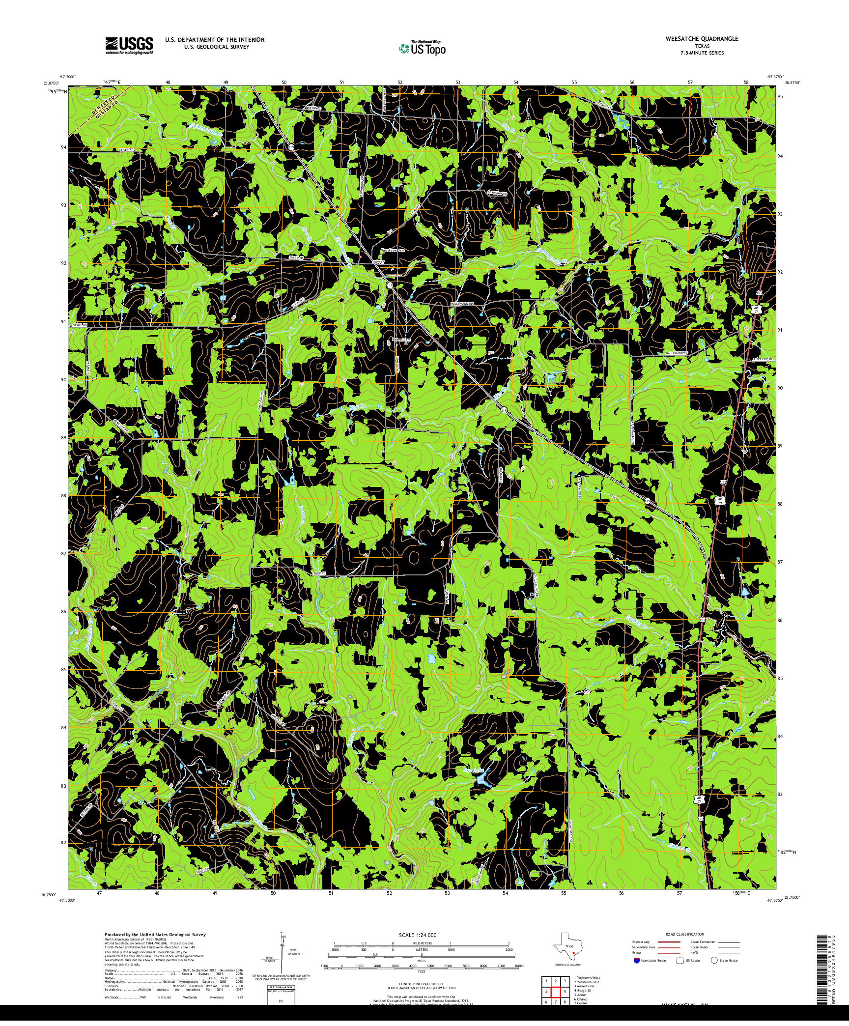 USGS US TOPO 7.5-MINUTE MAP FOR WEESATCHE, TX 2019