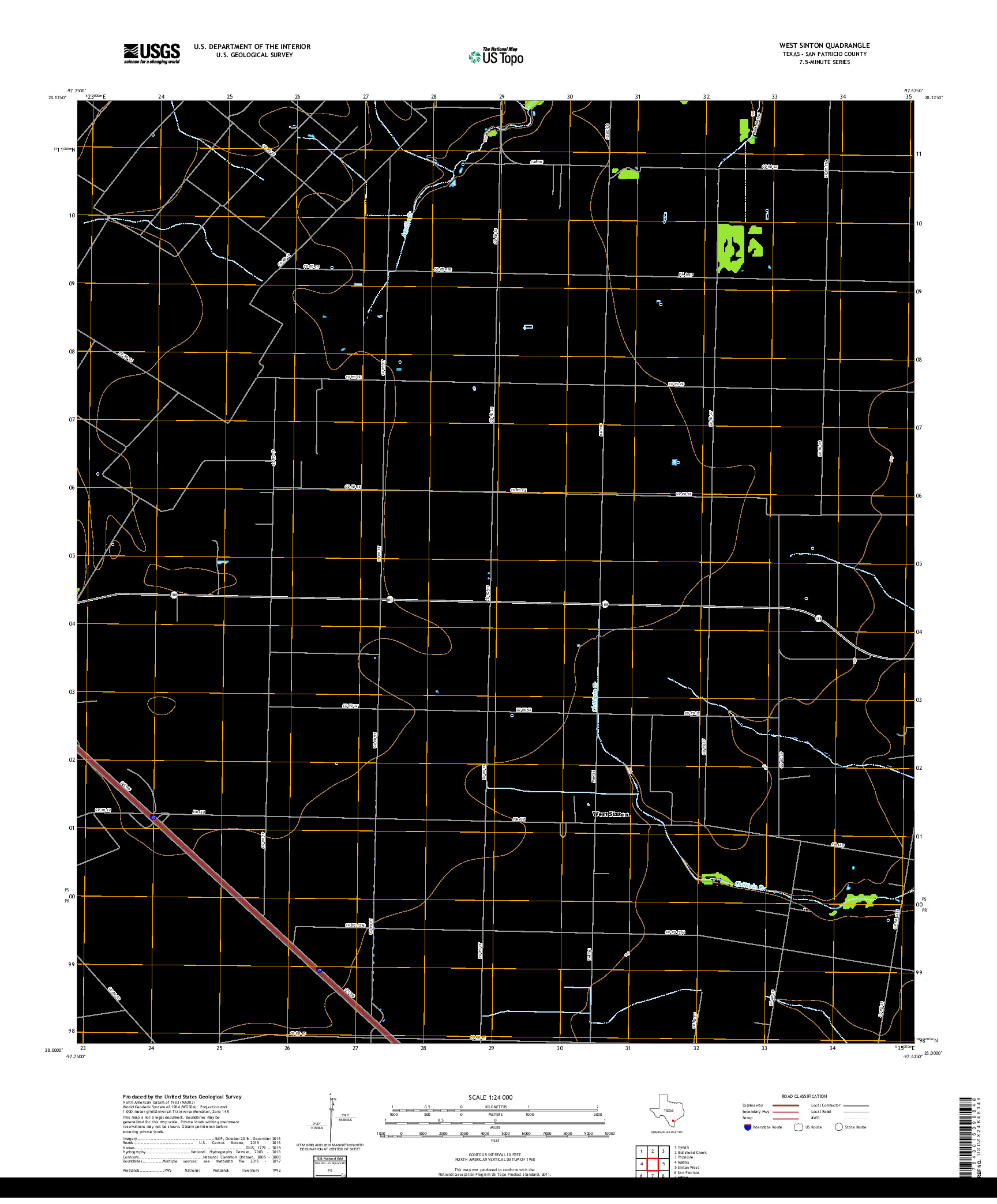 USGS US TOPO 7.5-MINUTE MAP FOR WEST SINTON, TX 2019
