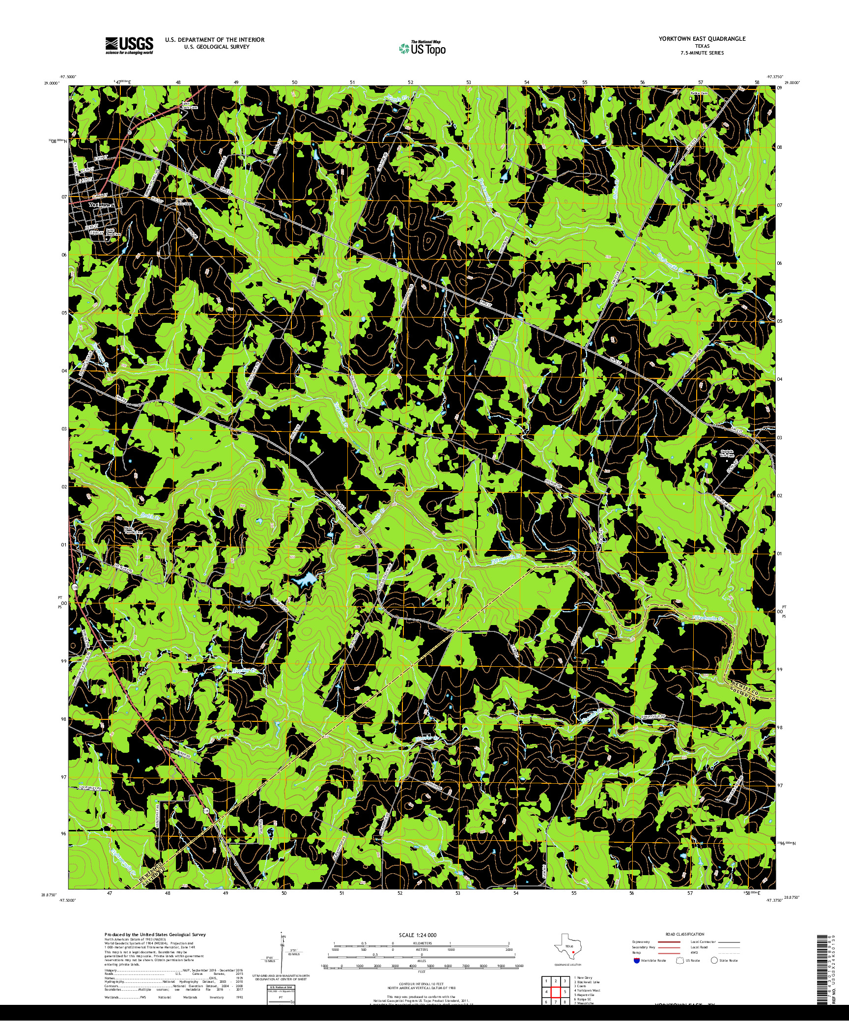 USGS US TOPO 7.5-MINUTE MAP FOR YORKTOWN EAST, TX 2019