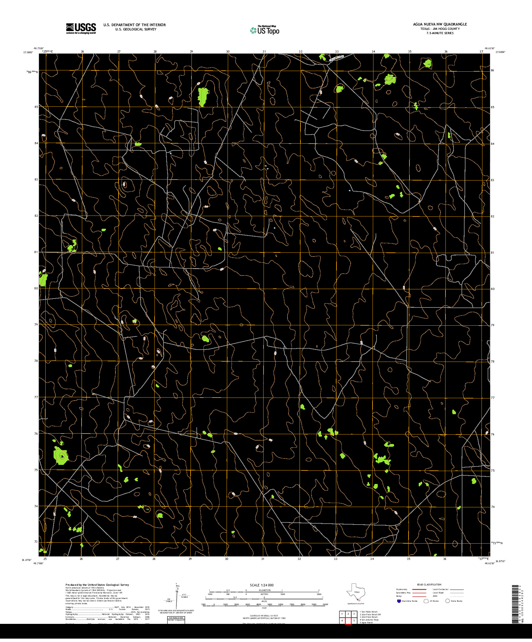 USGS US TOPO 7.5-MINUTE MAP FOR AGUA NUEVA NW, TX 2019